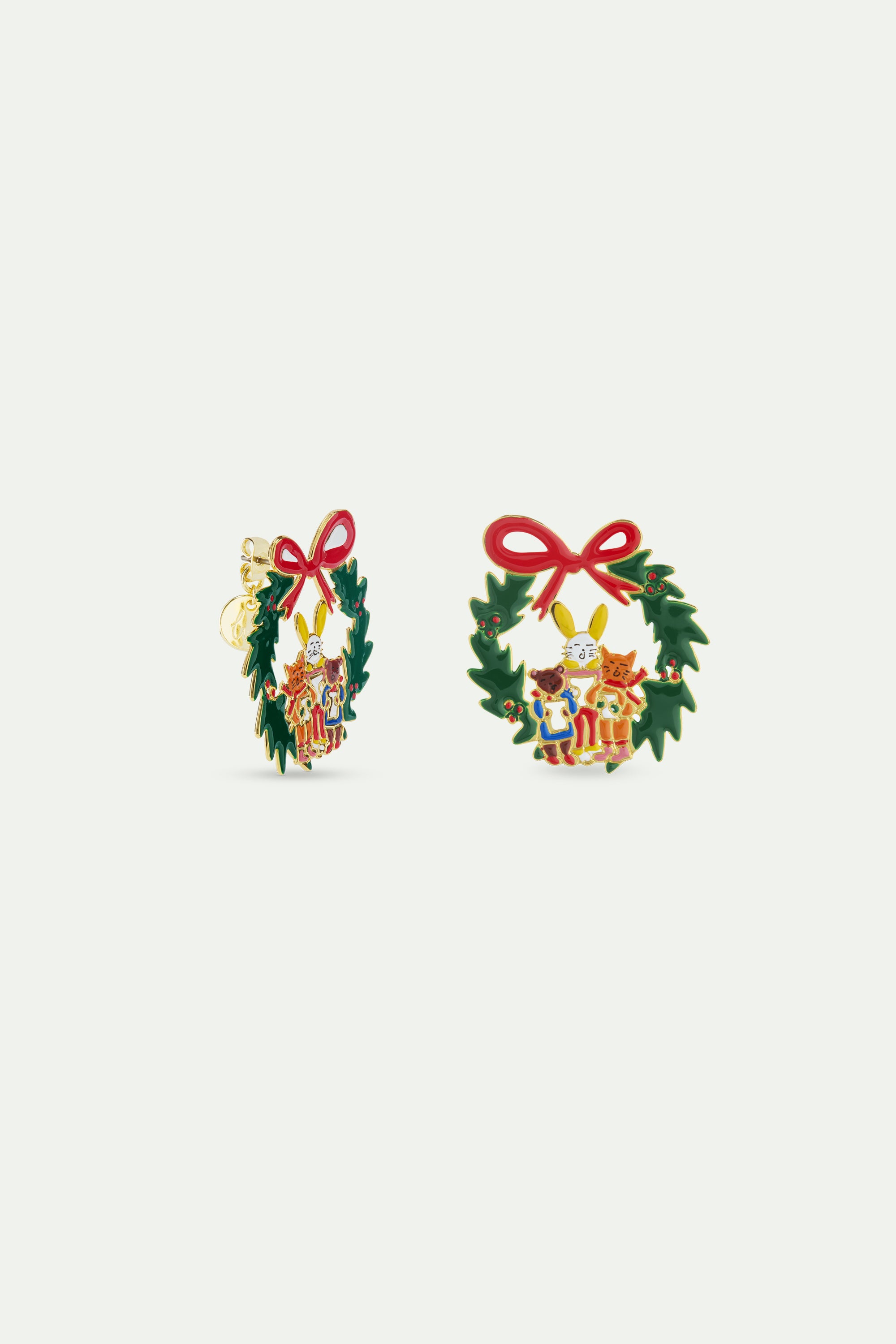 Pendientes corona y coro de Navidad