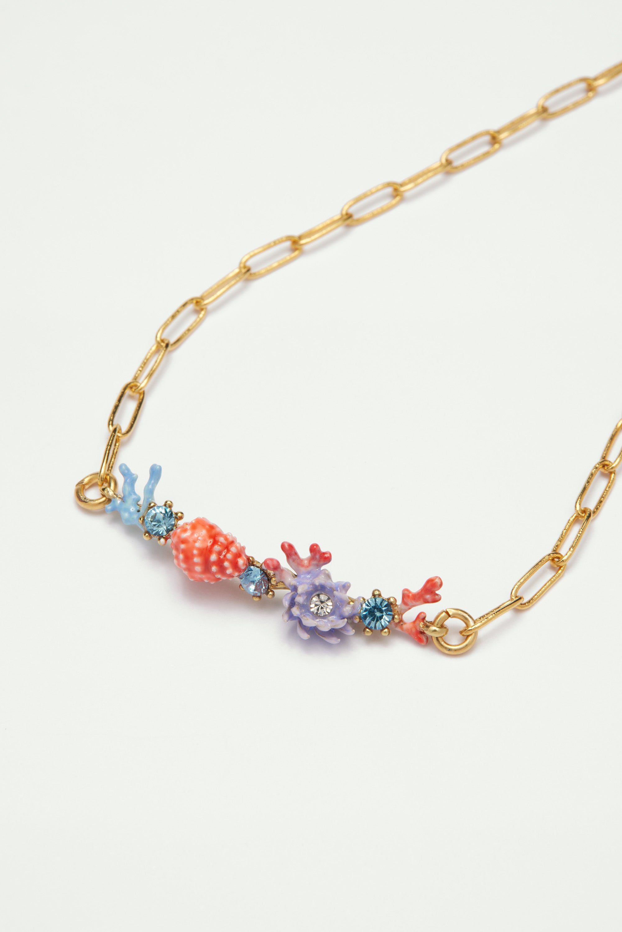 Seashell, coral and cut glass stone fine bracelet