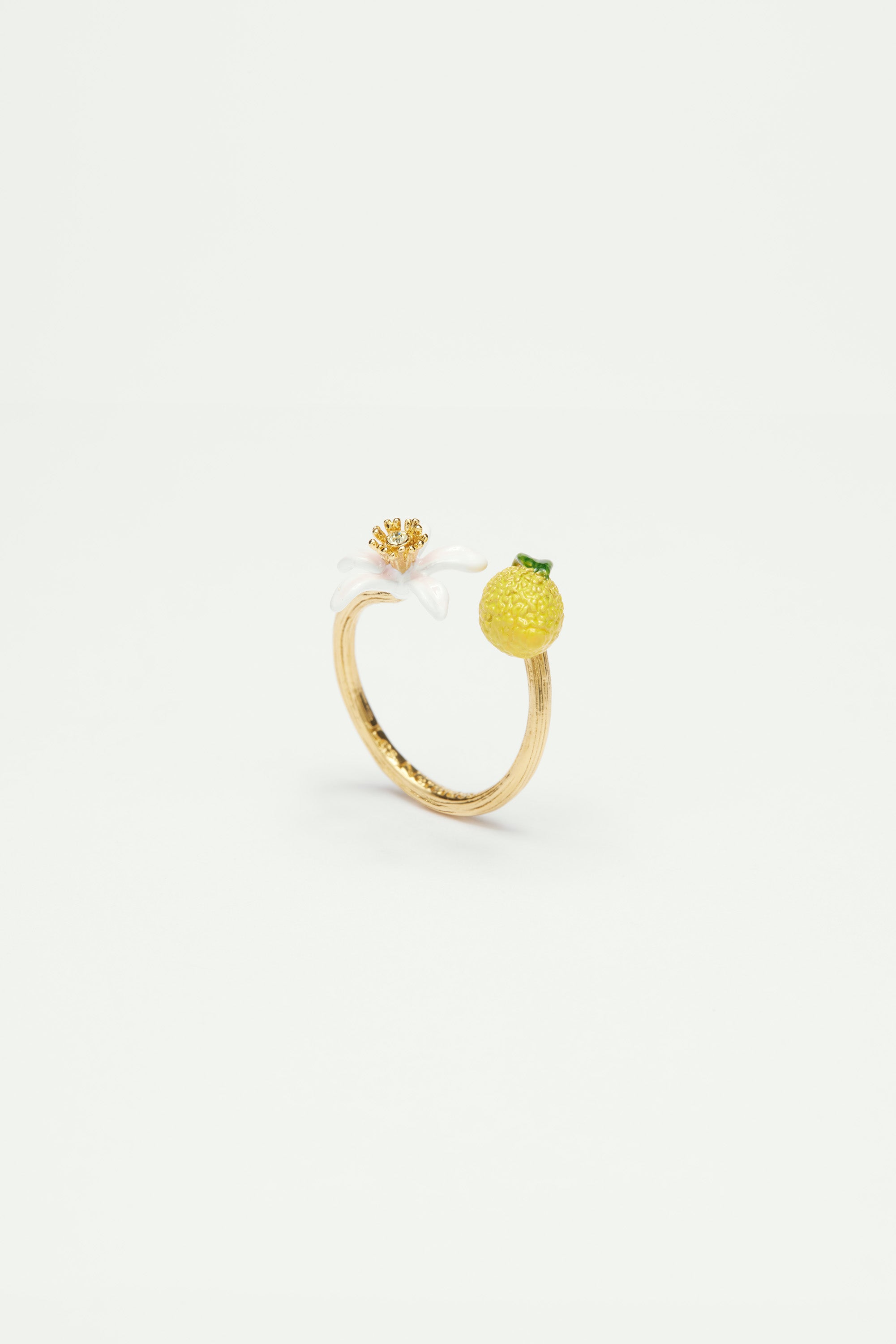 Lemon and lemon blossom adjustable ring