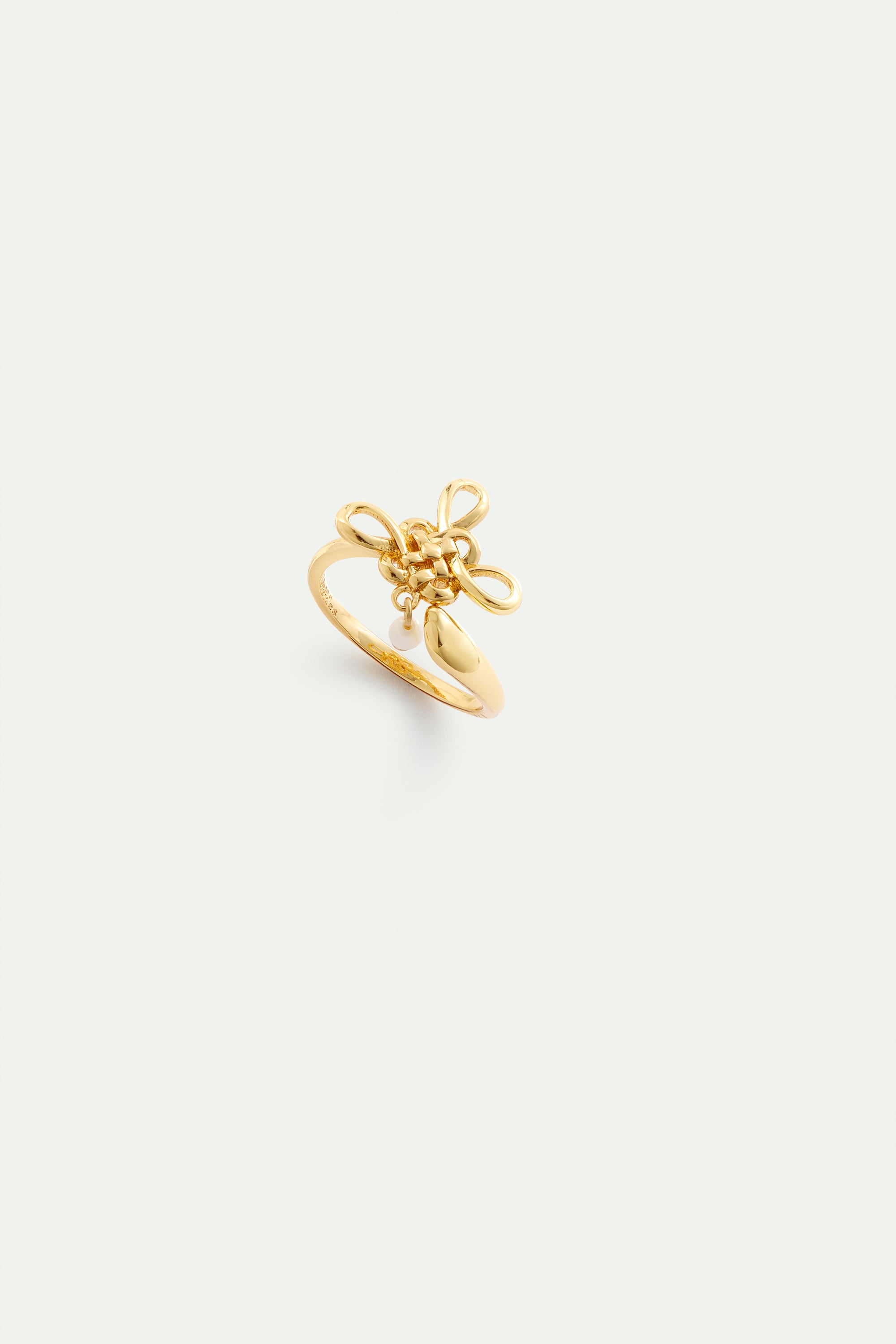 Bague ajustable nud doré et perle de culture