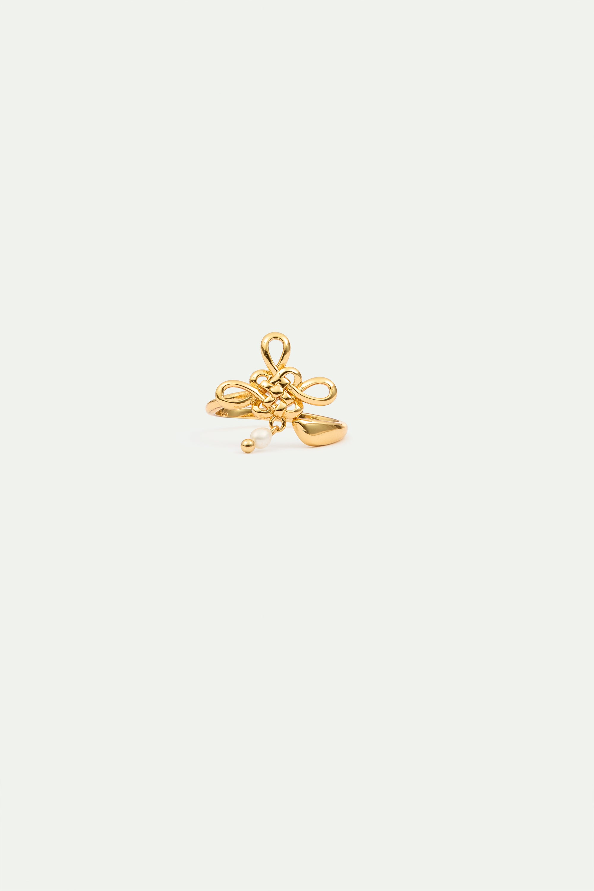 Bague ajustable nud doré et perle de culture