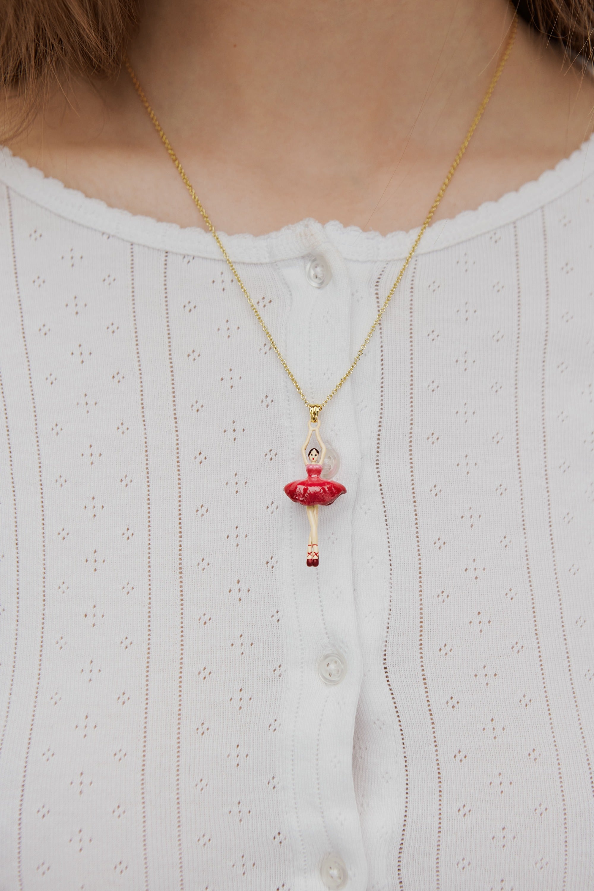 Ballerina with pink gradient tutu pendant necklace