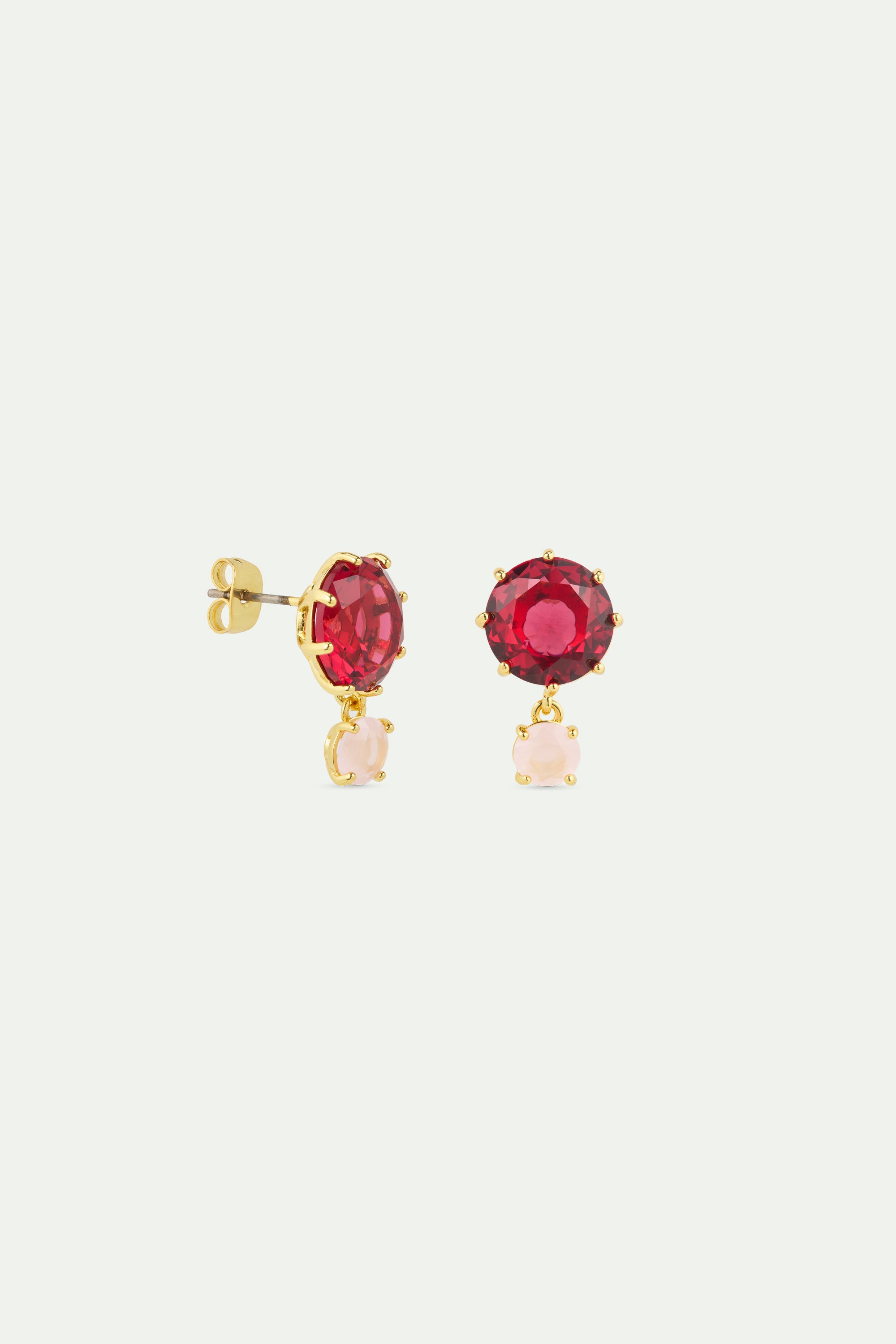 Two-stone dark pink and light pink Diamantine earrings