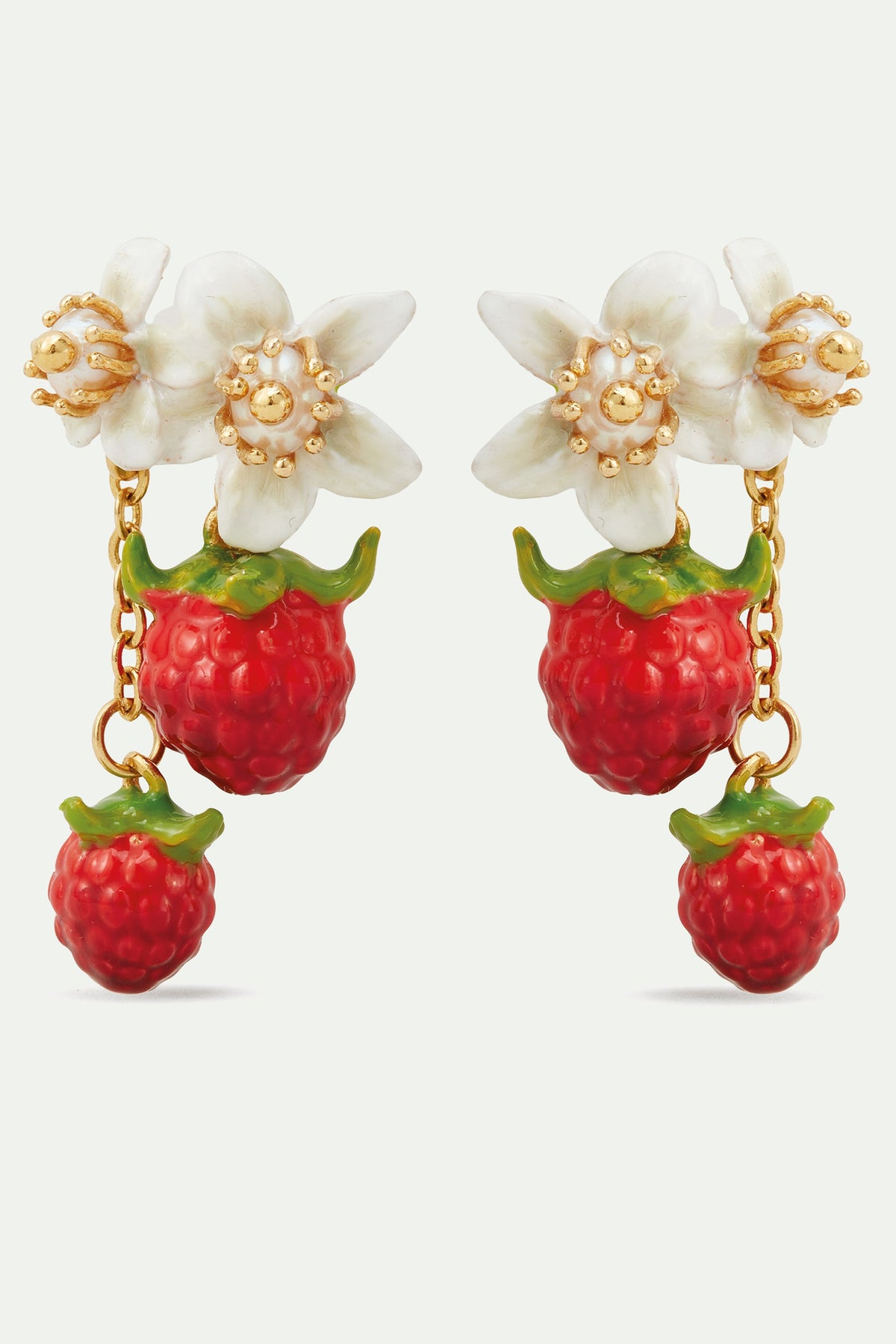 Pendientes colgantes frambuesas y flores