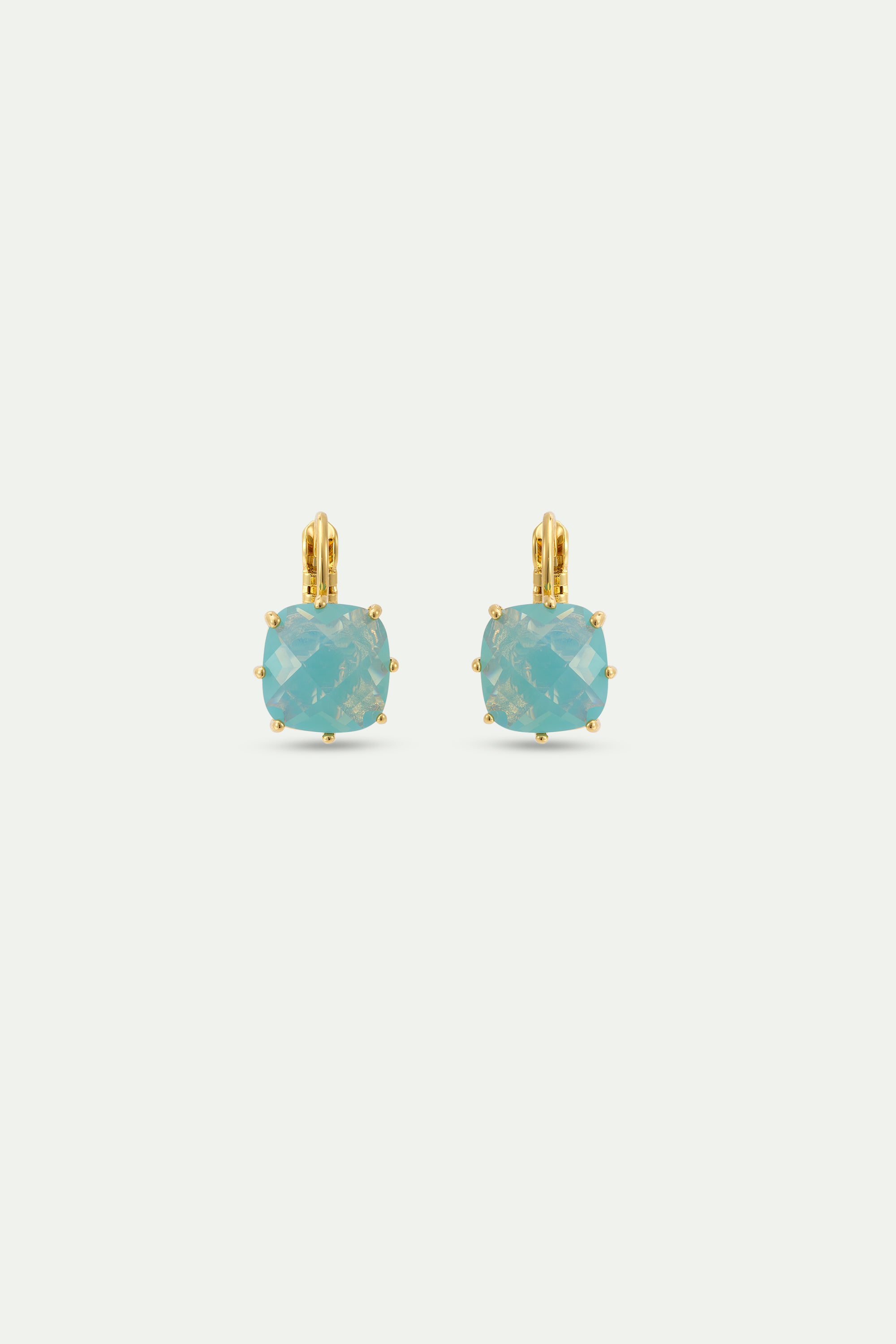 Glacier blue Diamantine square stone sleeper earrings