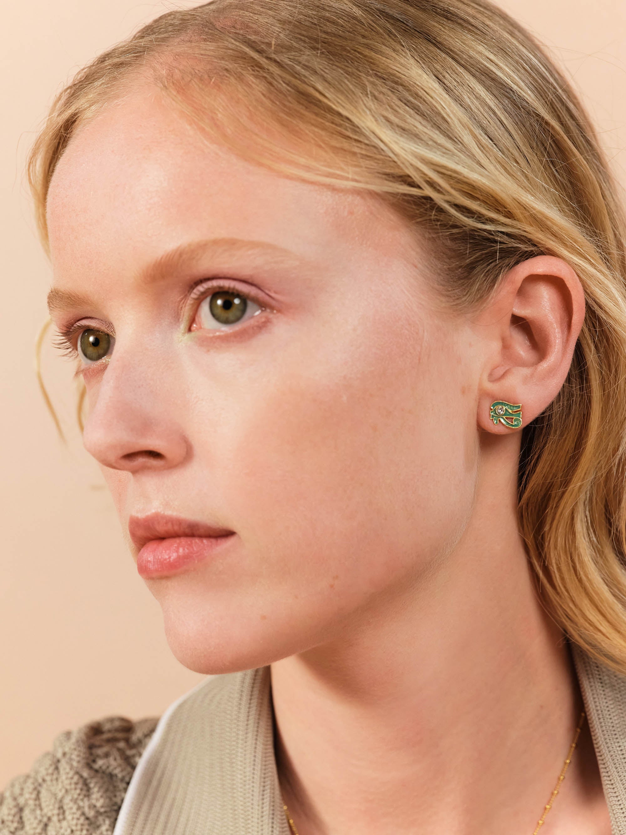 Evil eye post earrings