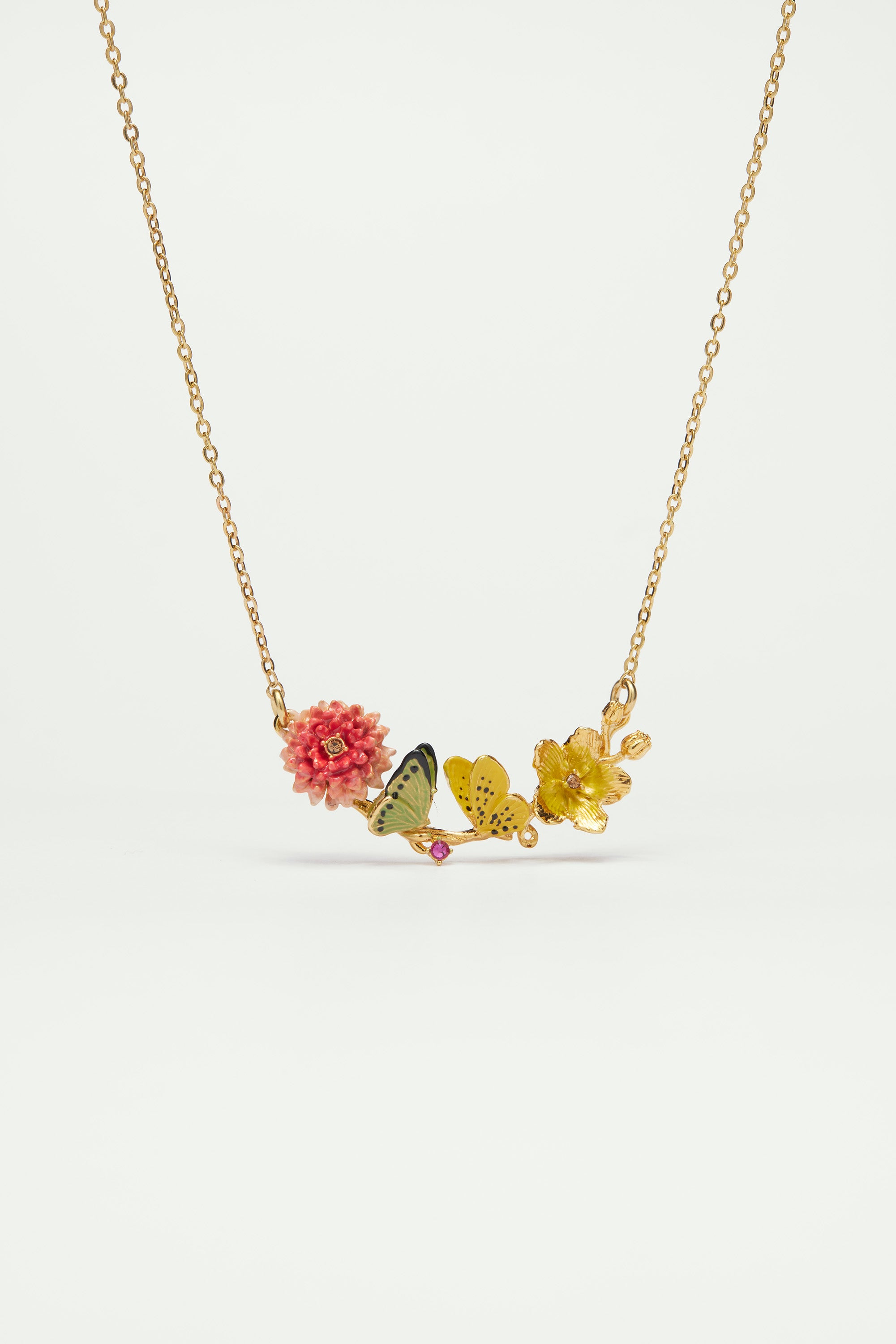 Butterfly and flower statement necklace