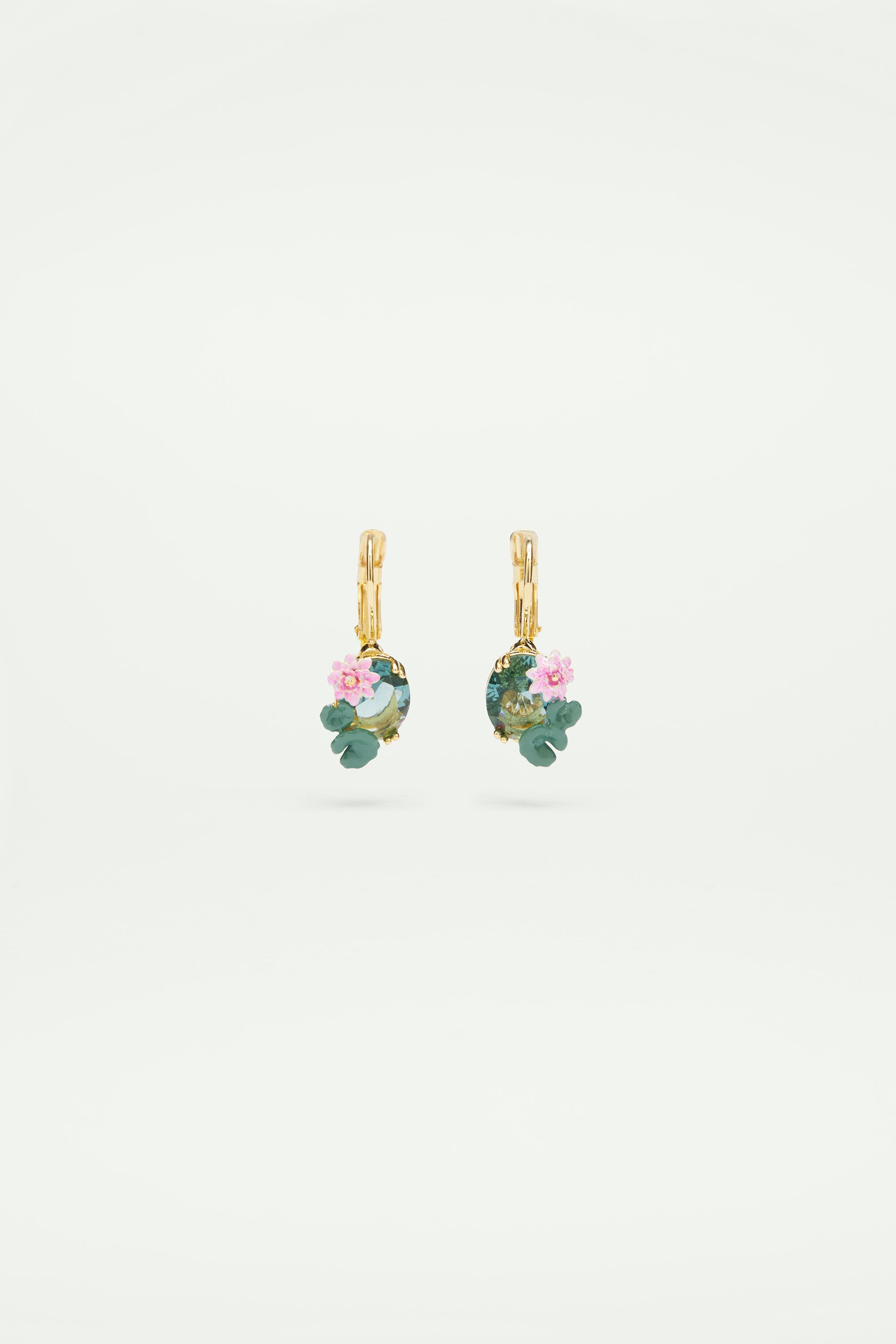 Pendientes dorminolas flor de loto y piedra azul
