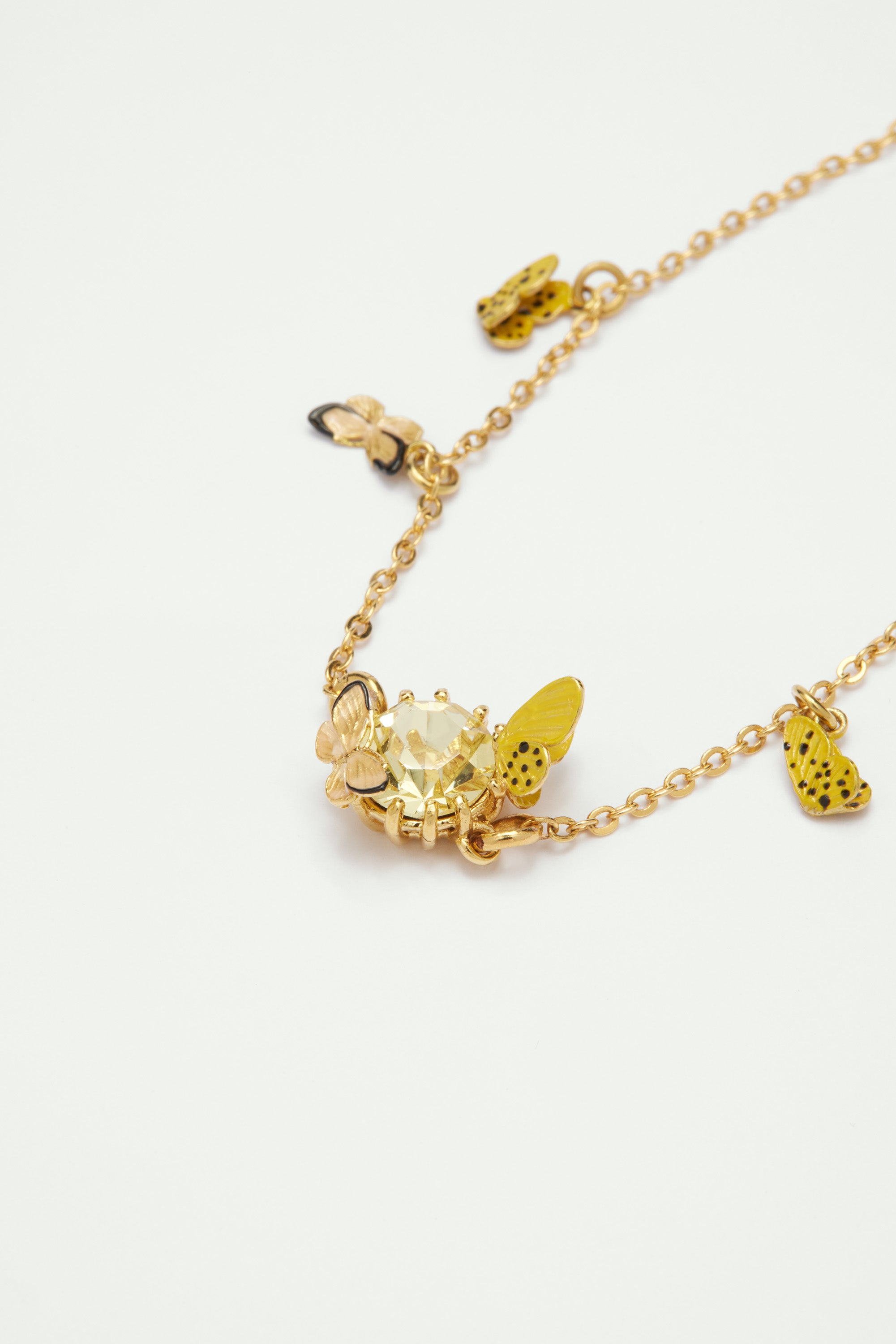 Colourful butterfly and cut glass stone charm bracelet