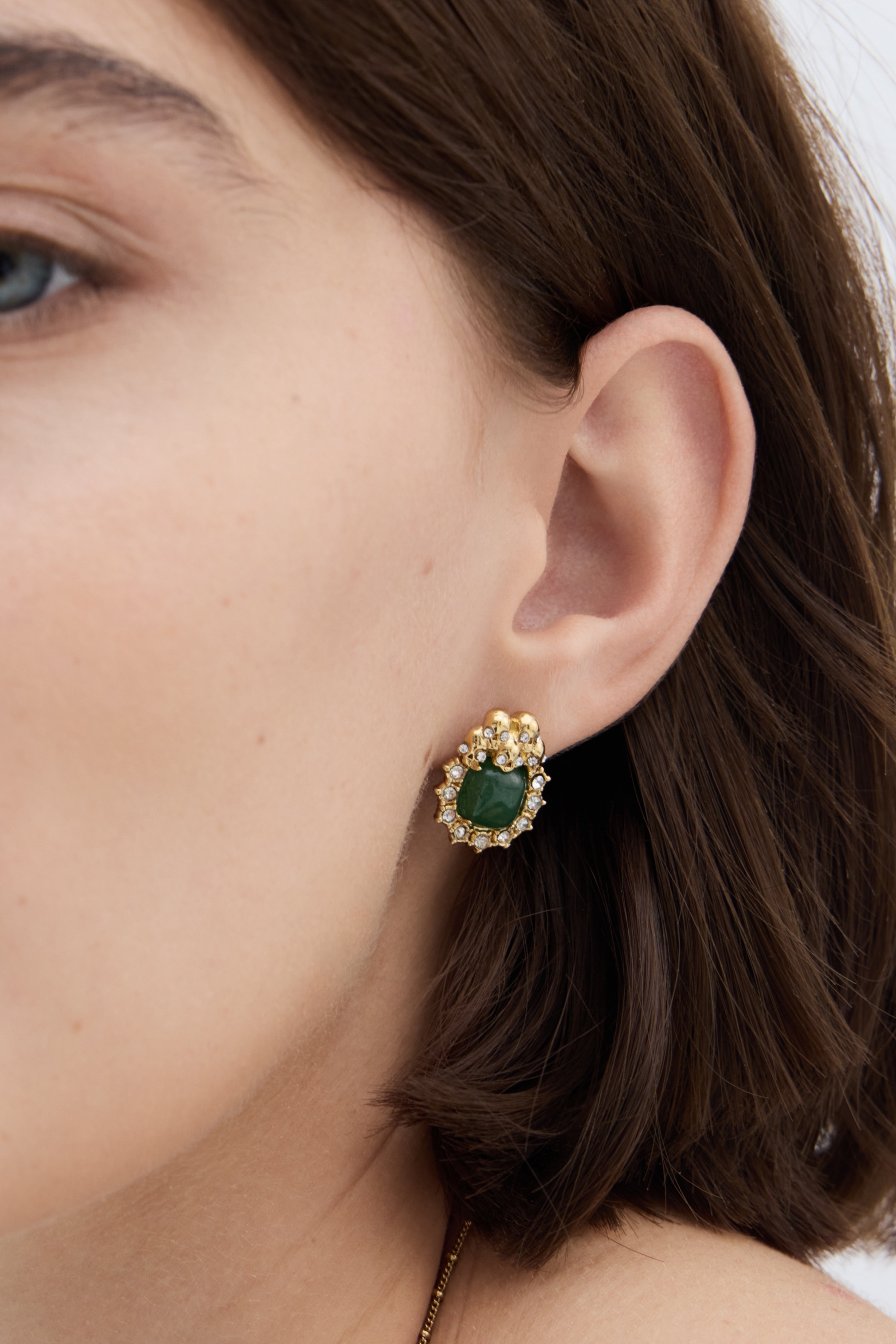 Green aventurine, skulls and crystal earrings