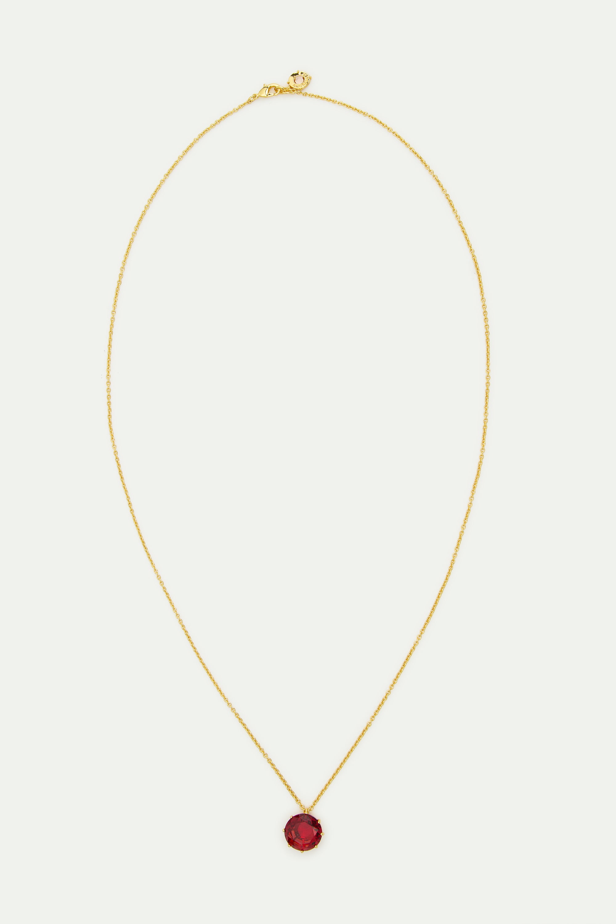 Collar fino piedra redonda rosa oscuro