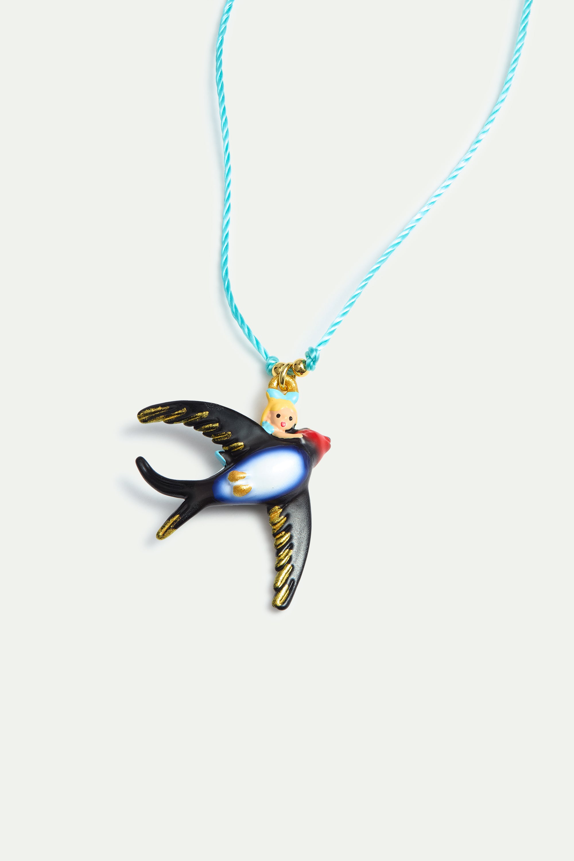Bracelet bleu Alice et hirondelle