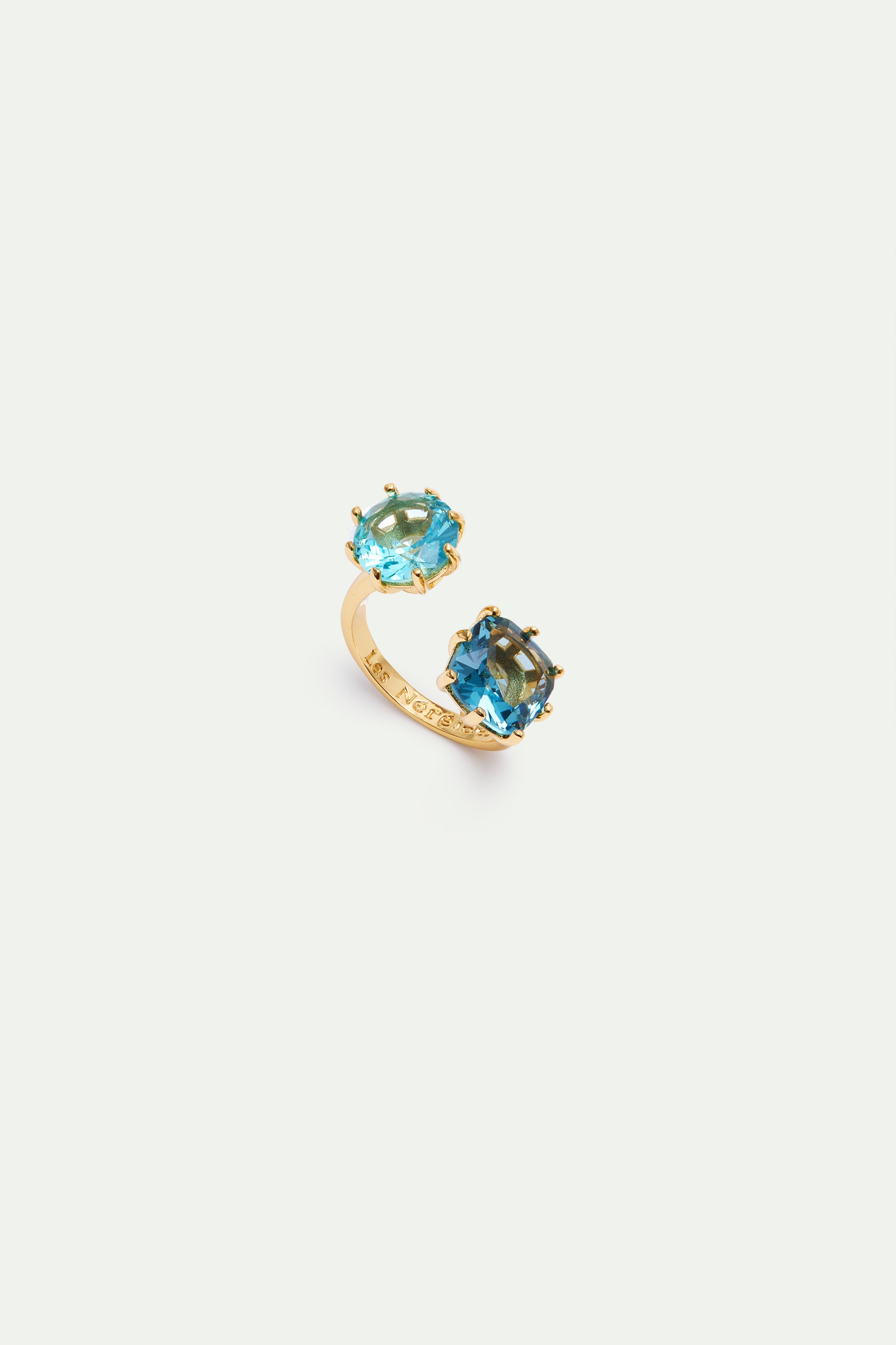 Diamantine adjustable ring with 2 Acqua Azzura stones