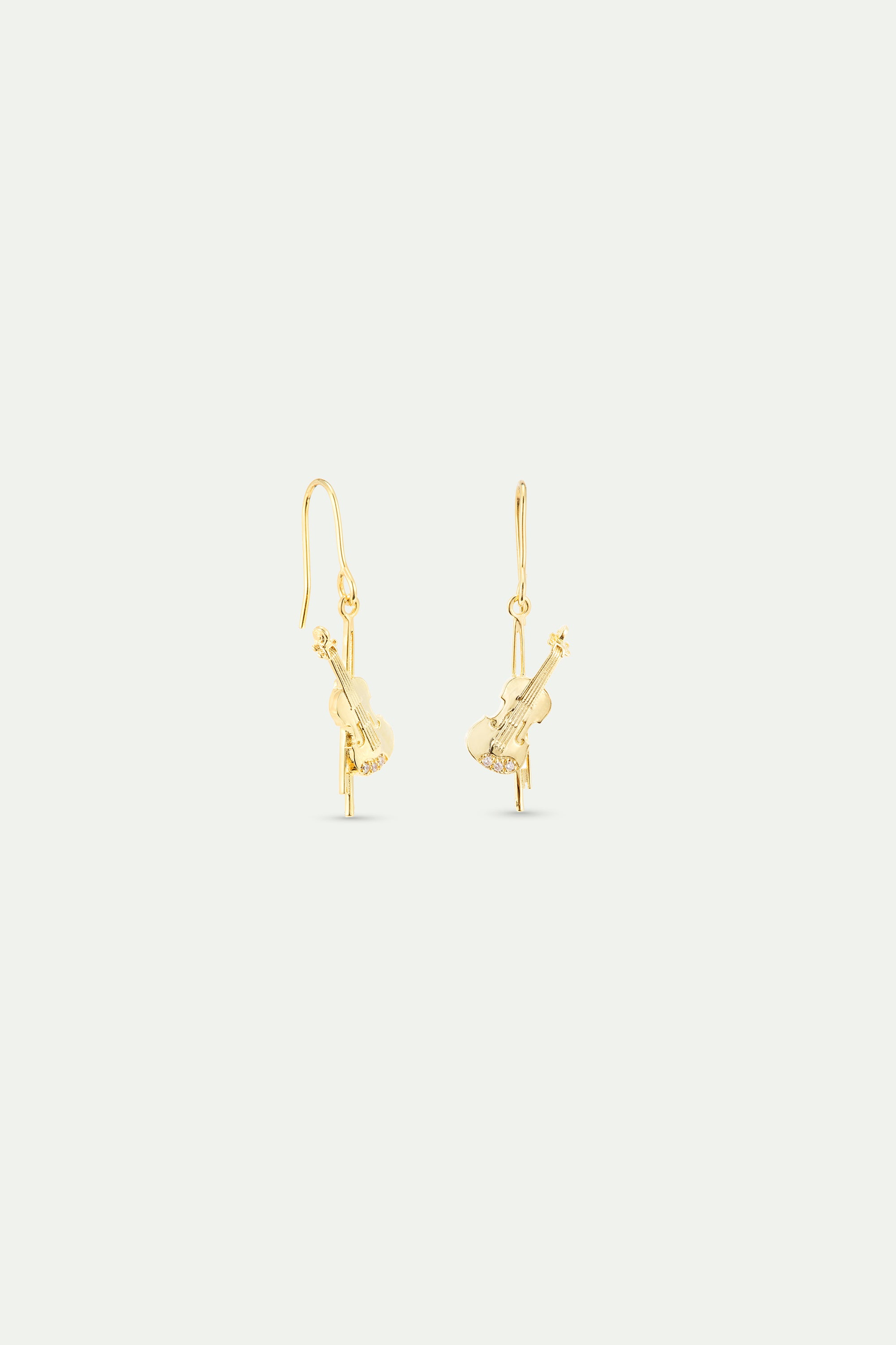 Gold cello hook earrings