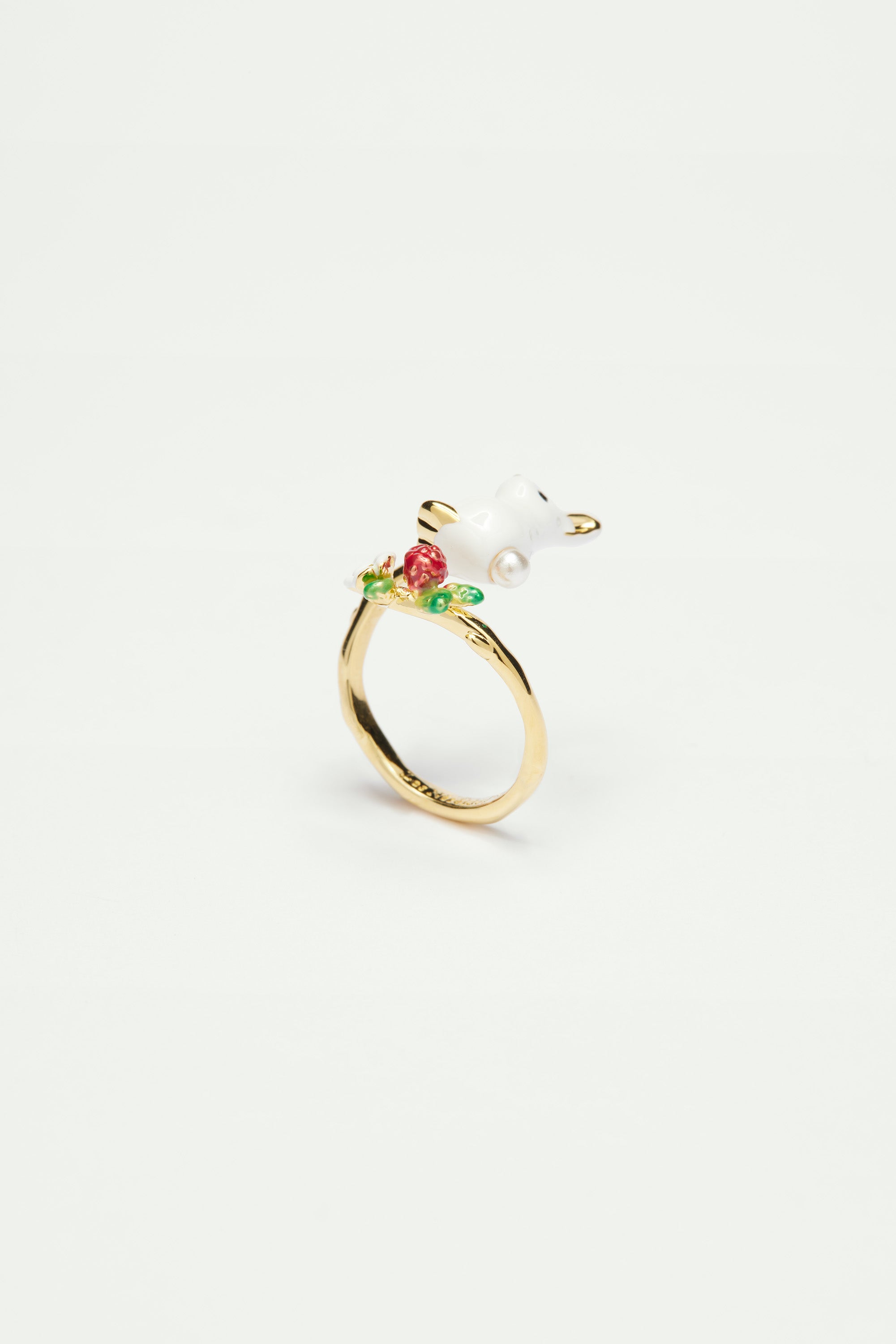 Rabbit and White Flower Adjustable Ring - Main Image