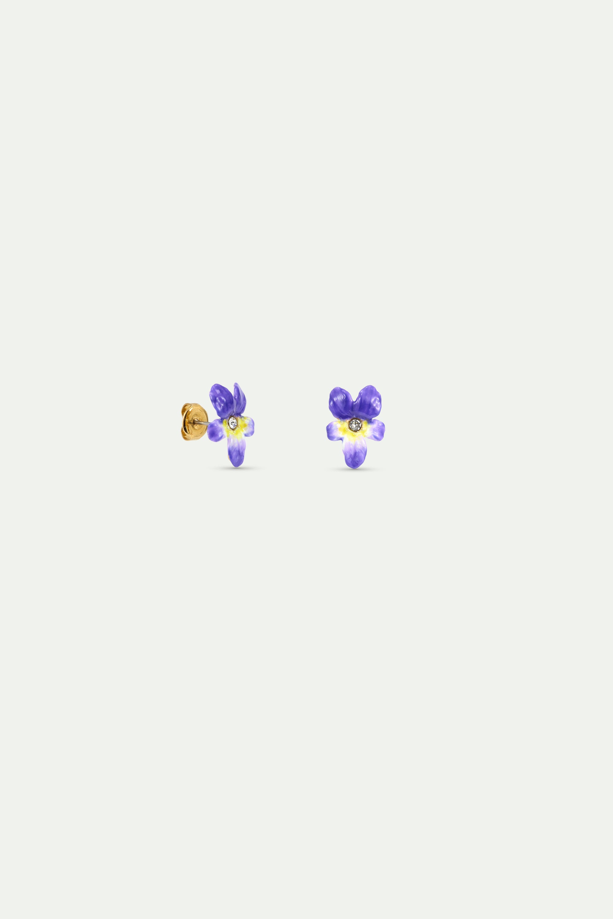 Boucles d'oreilles violette et cristal facetté