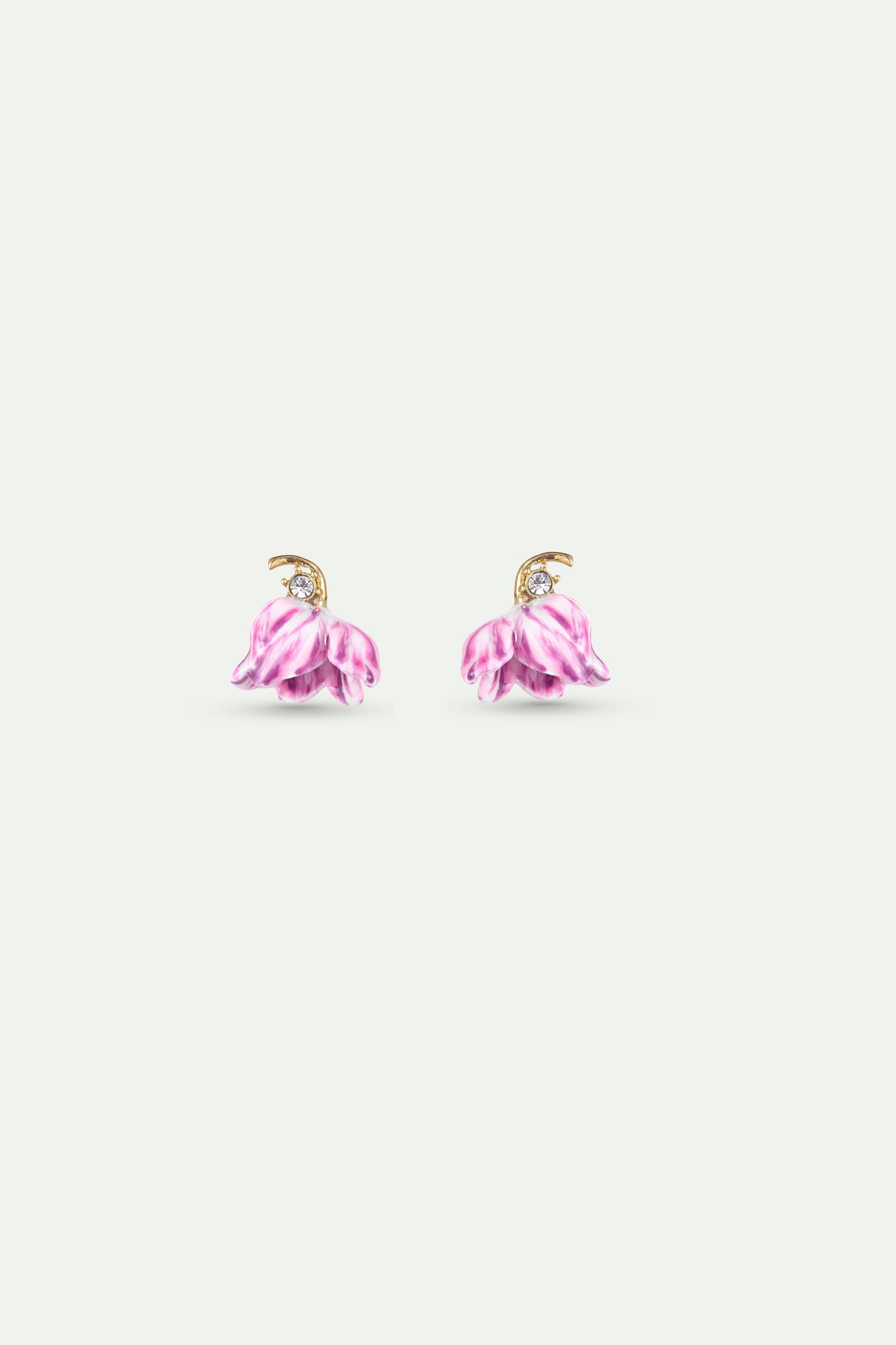 Purple tulip and crystal earrings