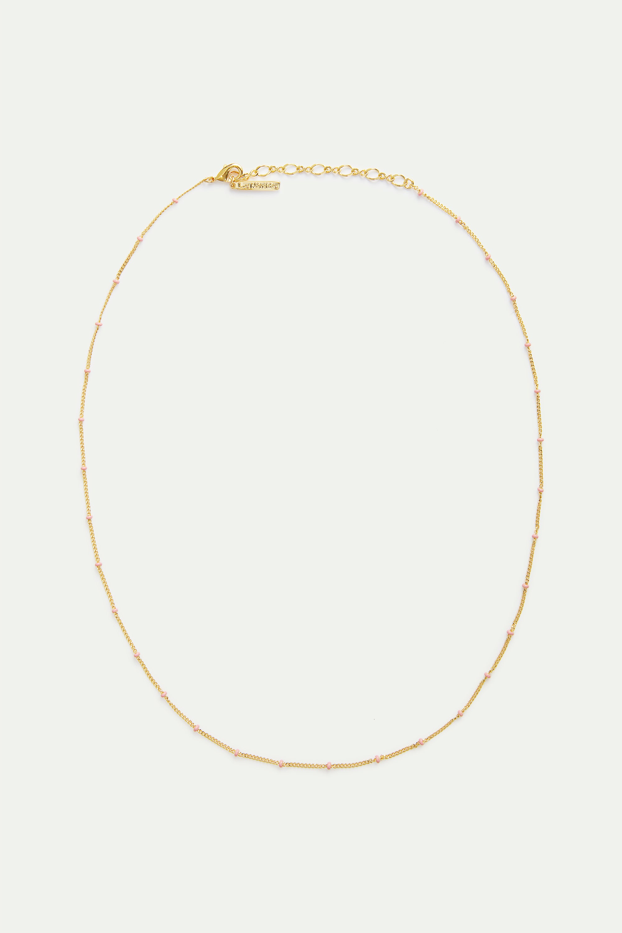 Golden chain and pink beads