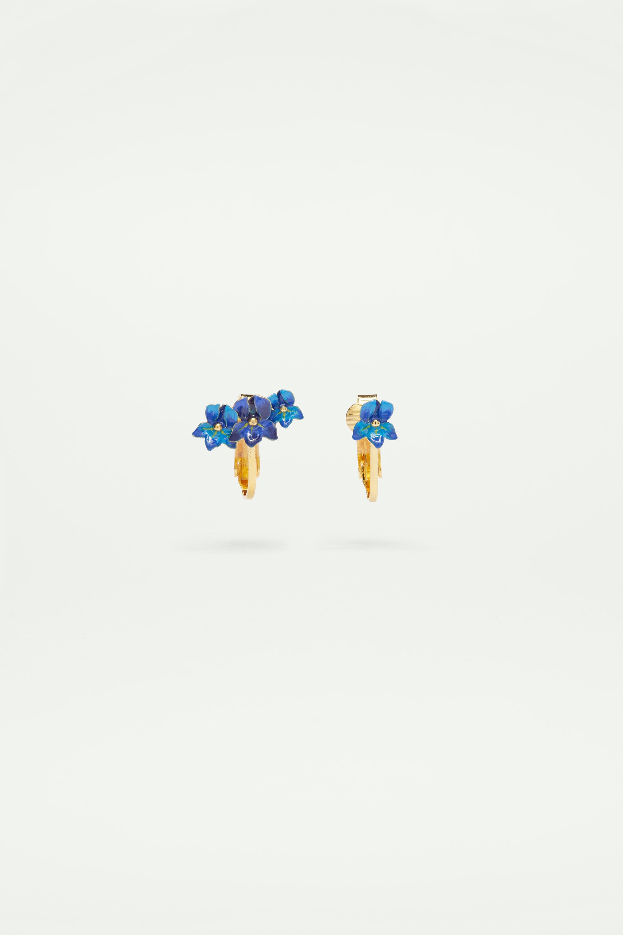 Siberian Iris asymmetrical clip-on earrings