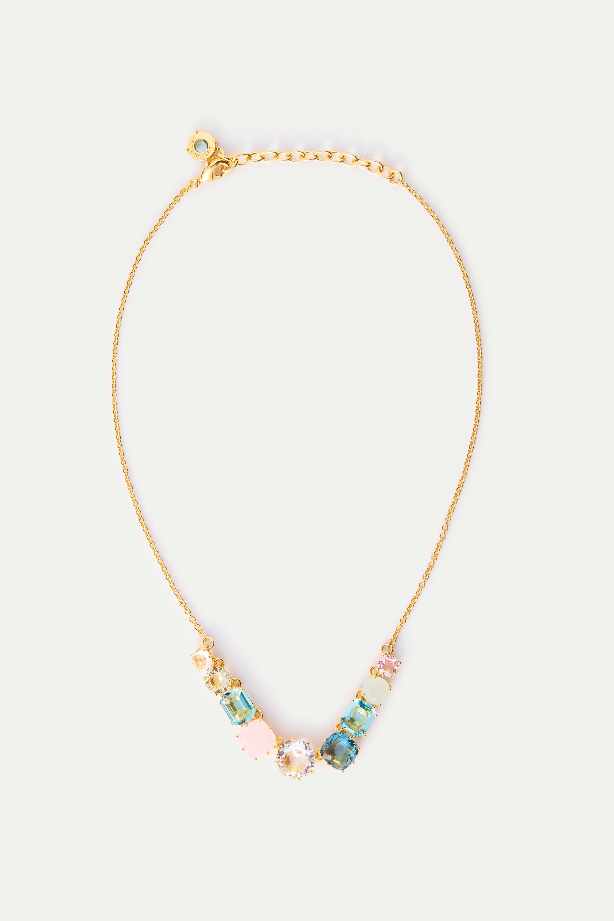 Fine Diamantine necklace with 9 Acqua Azzura stones