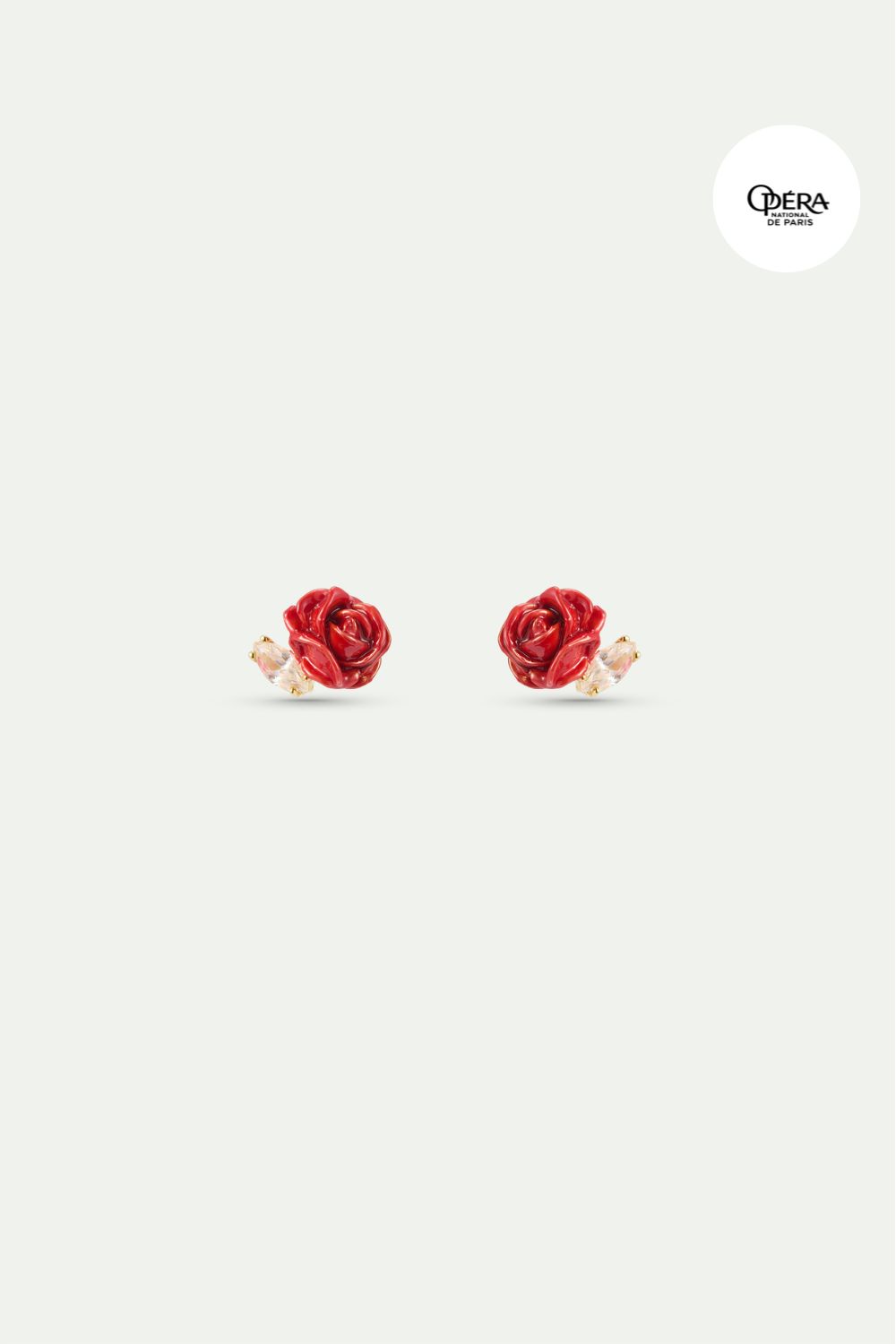 Red rosebud and cut crystal post earrings
