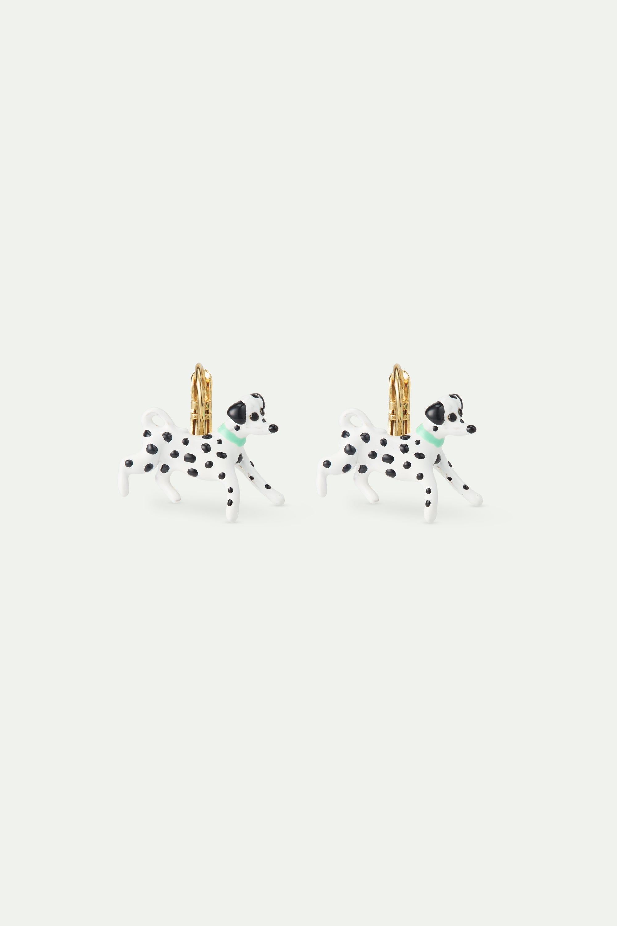 Black and white dalmatian sleeper earrings
