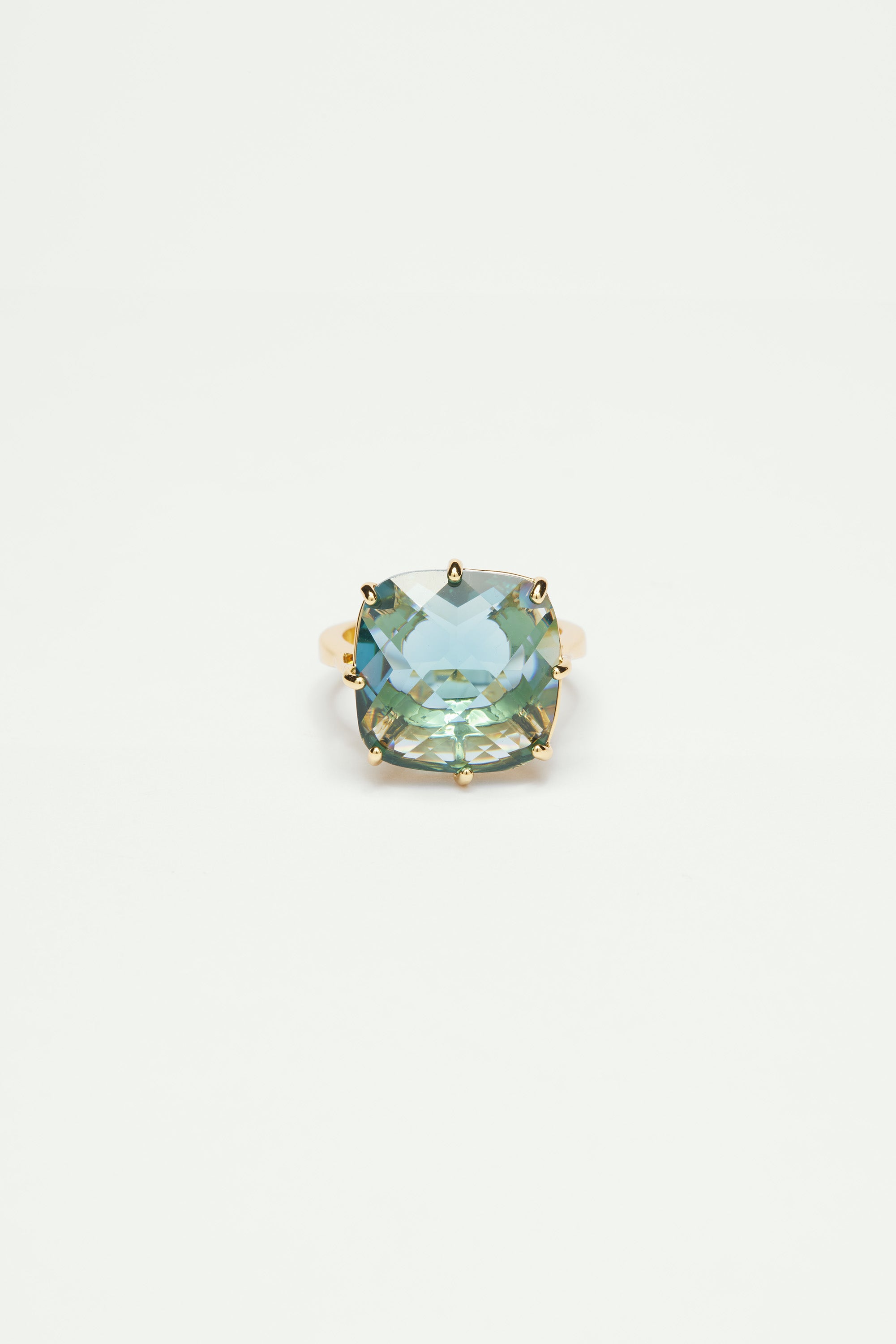 Anillo solitario Piedra Cuadrada La Diamantine Acqua Azzura