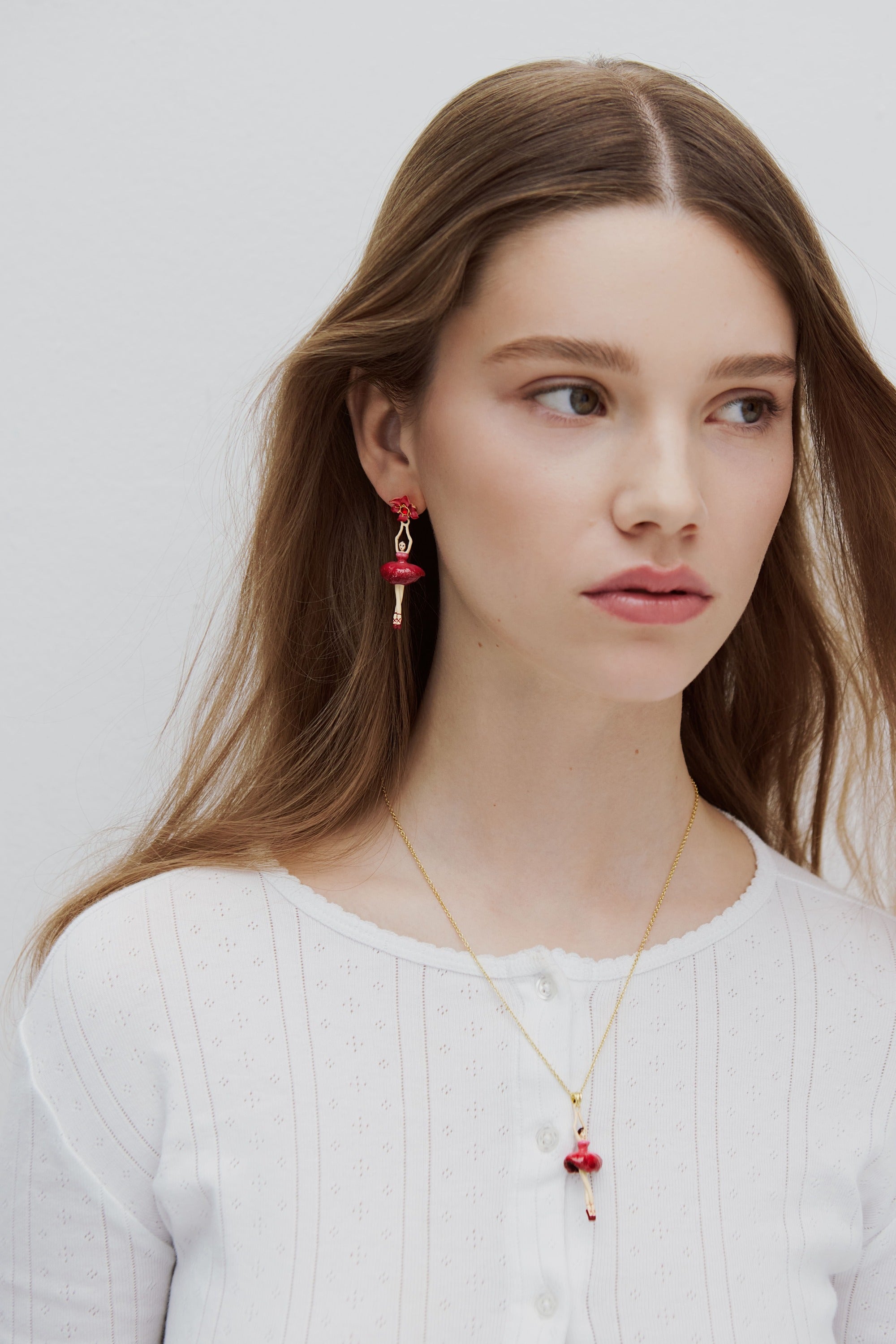 Pendientes Bailarina y clemátide rosa