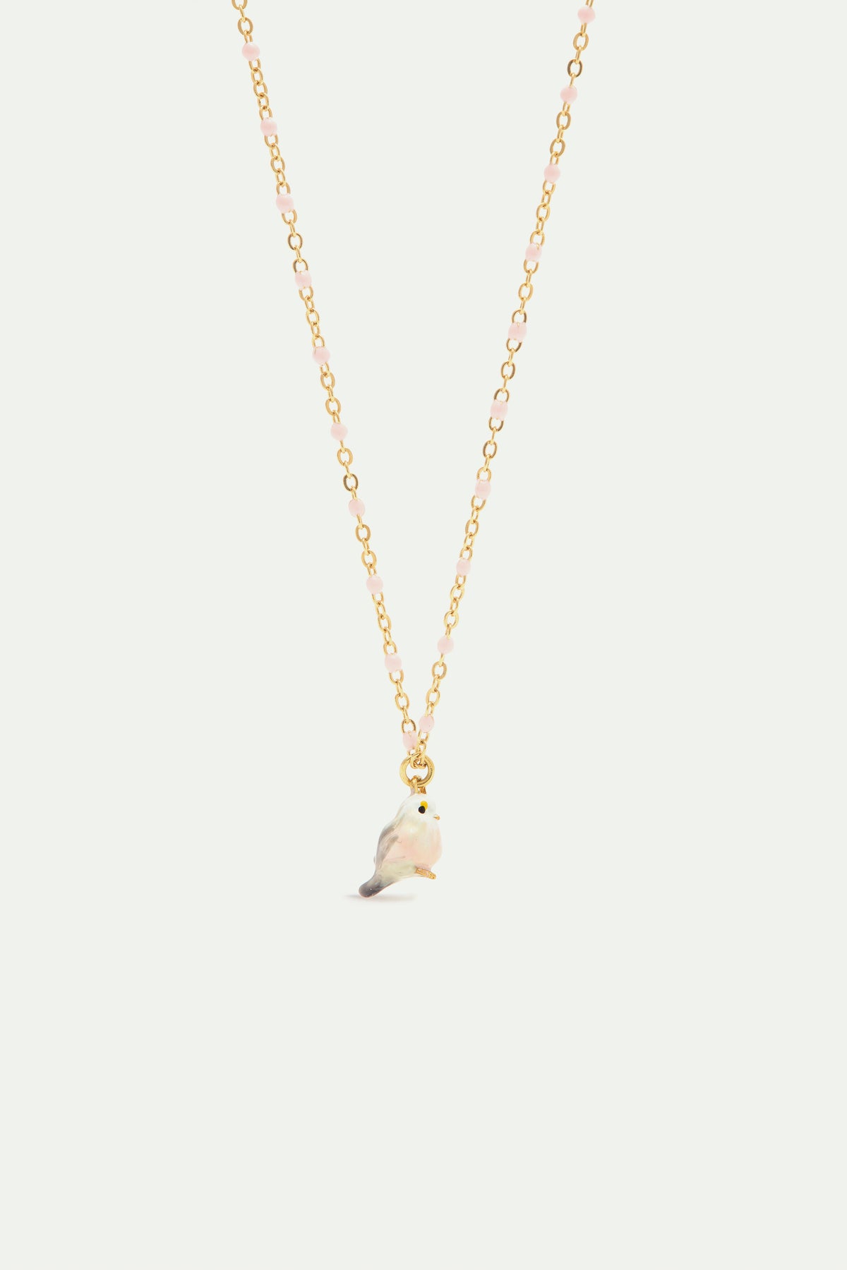 White Long-tailed Tit pendant necklace
