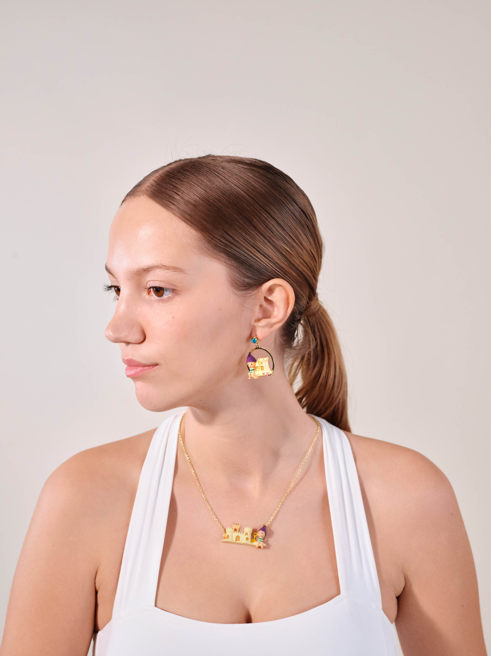 Garden gnome and sandcastle earrings