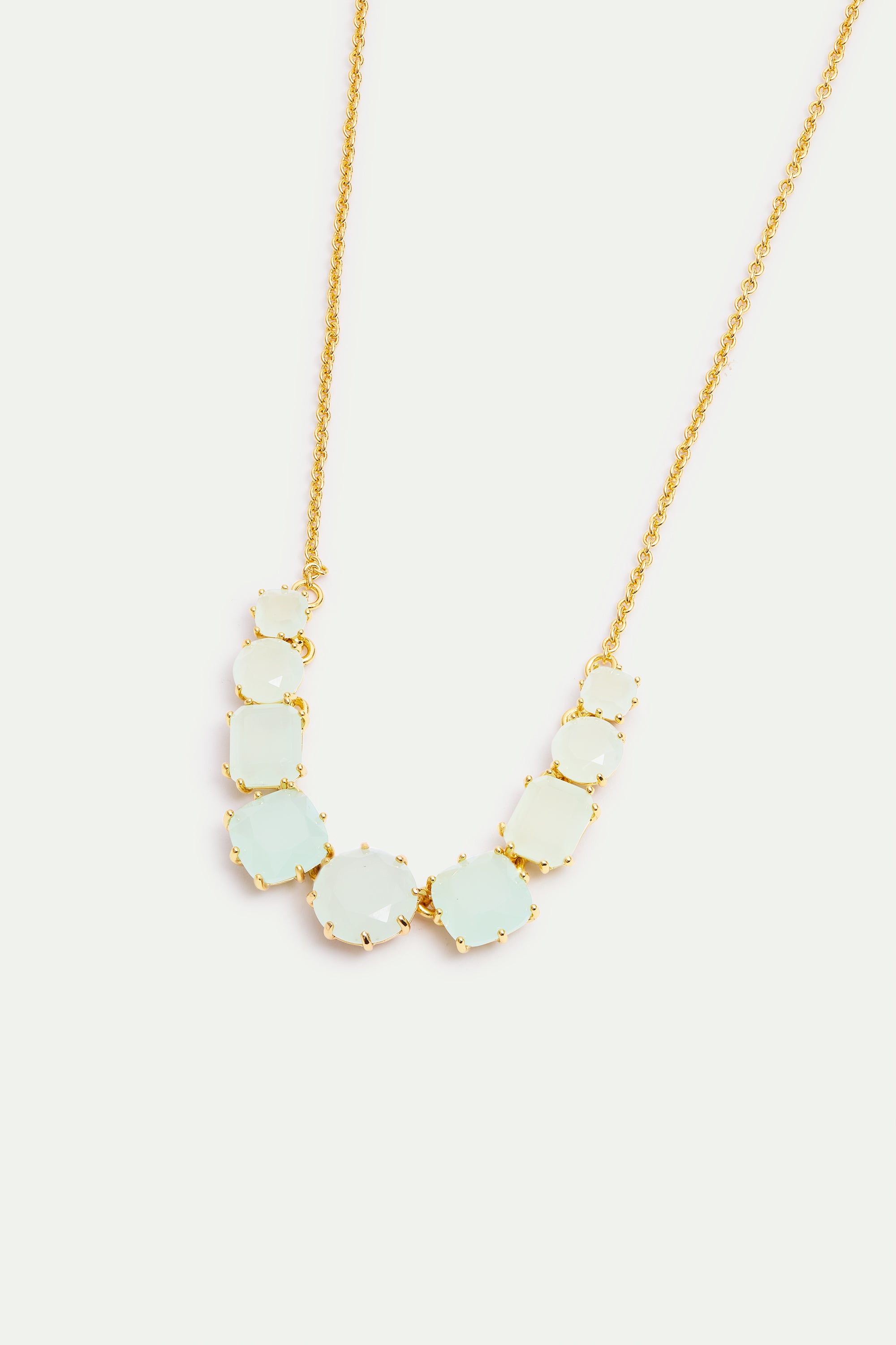 Fine Diamantine necklace with 9 sea green stones