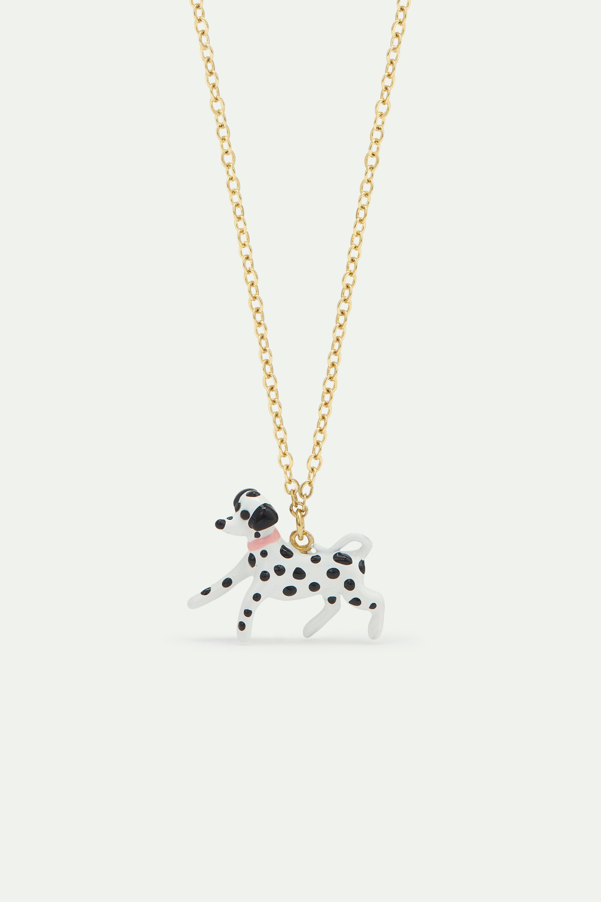 Black and white dalmatian pendant necklace