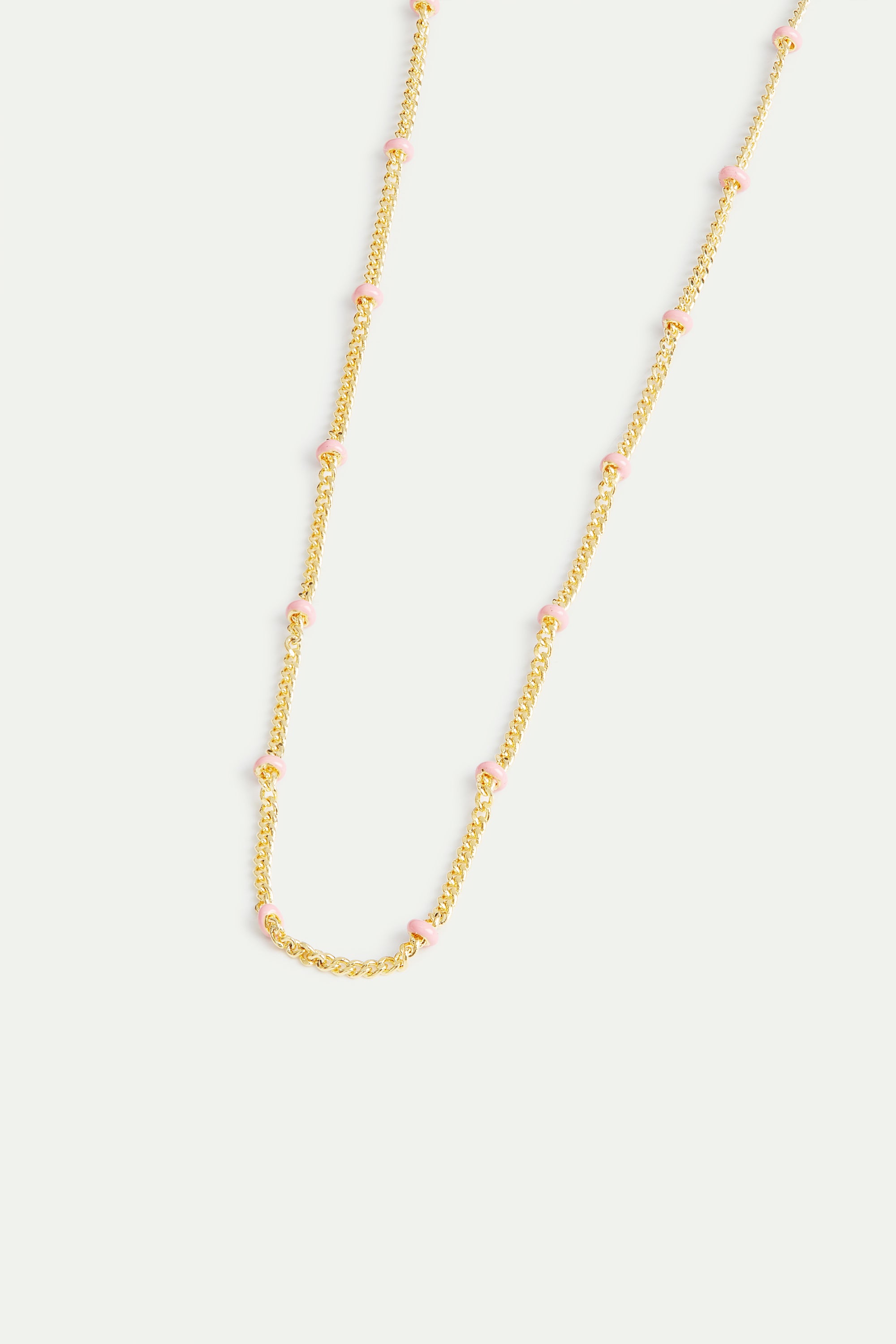 Golden chain and pink beads