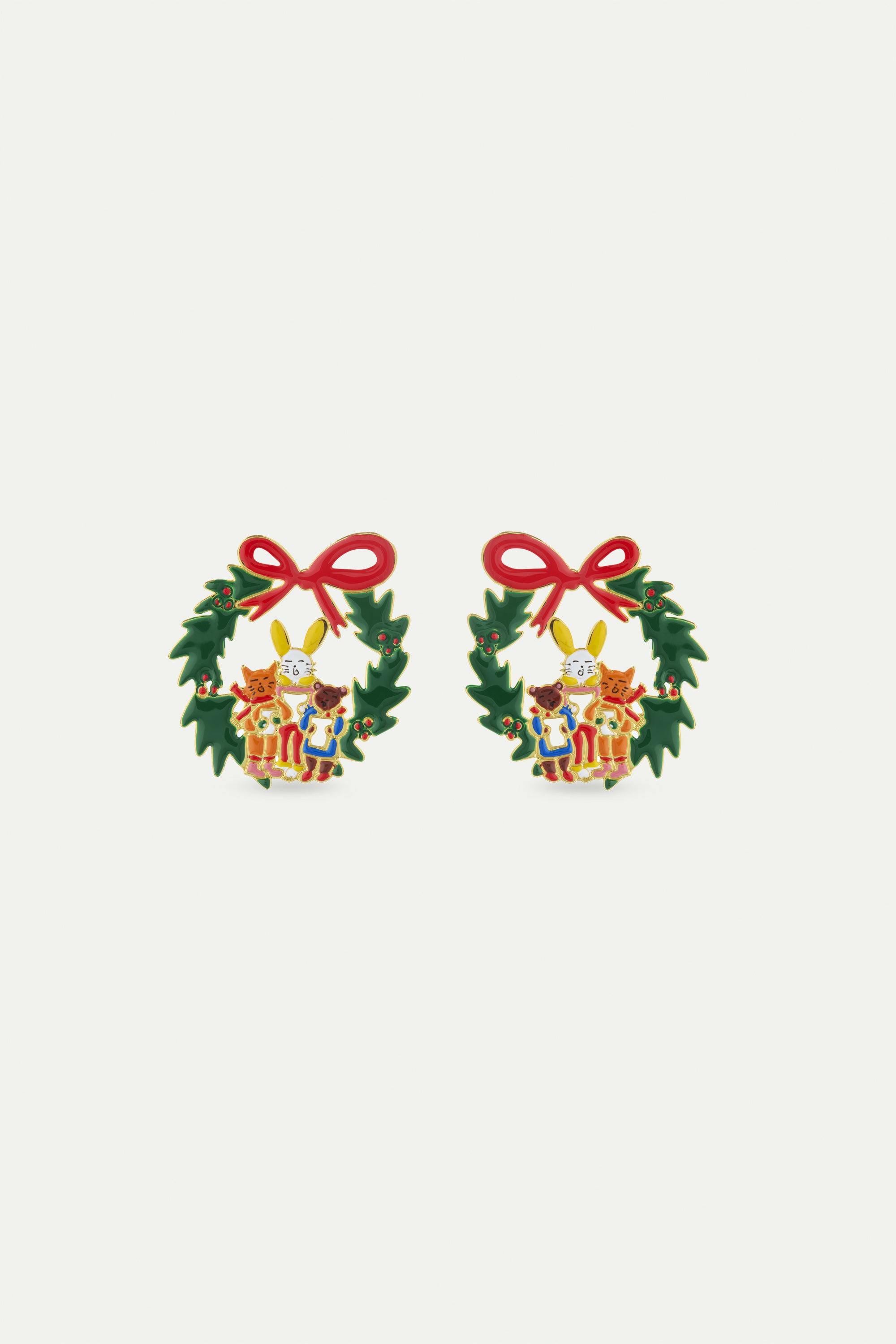 Wreath and christmas carols earrings