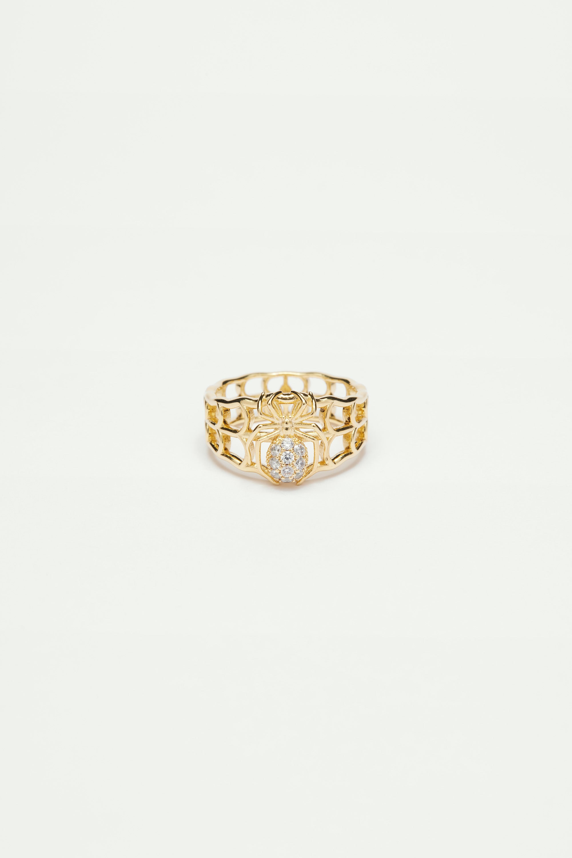 Openwork spider and crystal ring