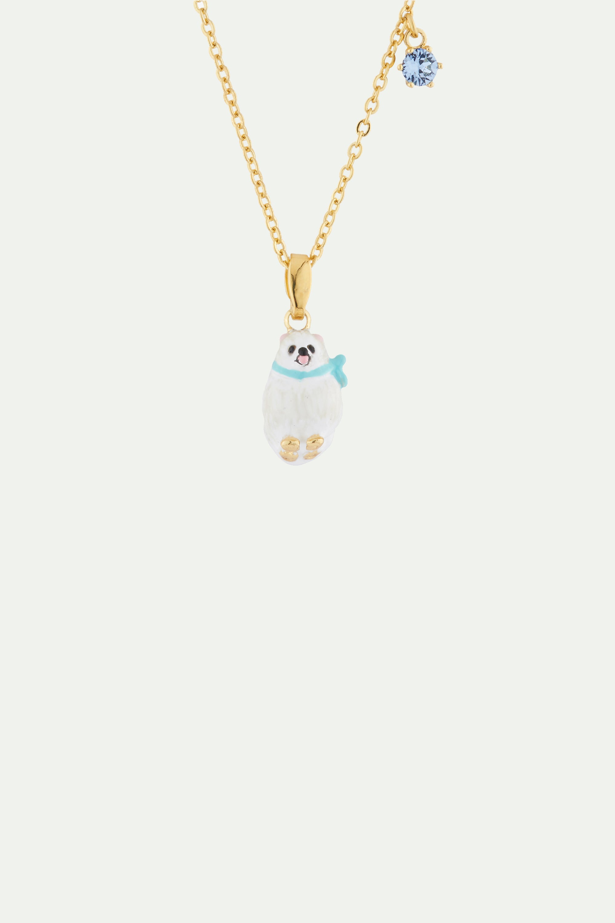 White Pomeranian Pendant Necklace