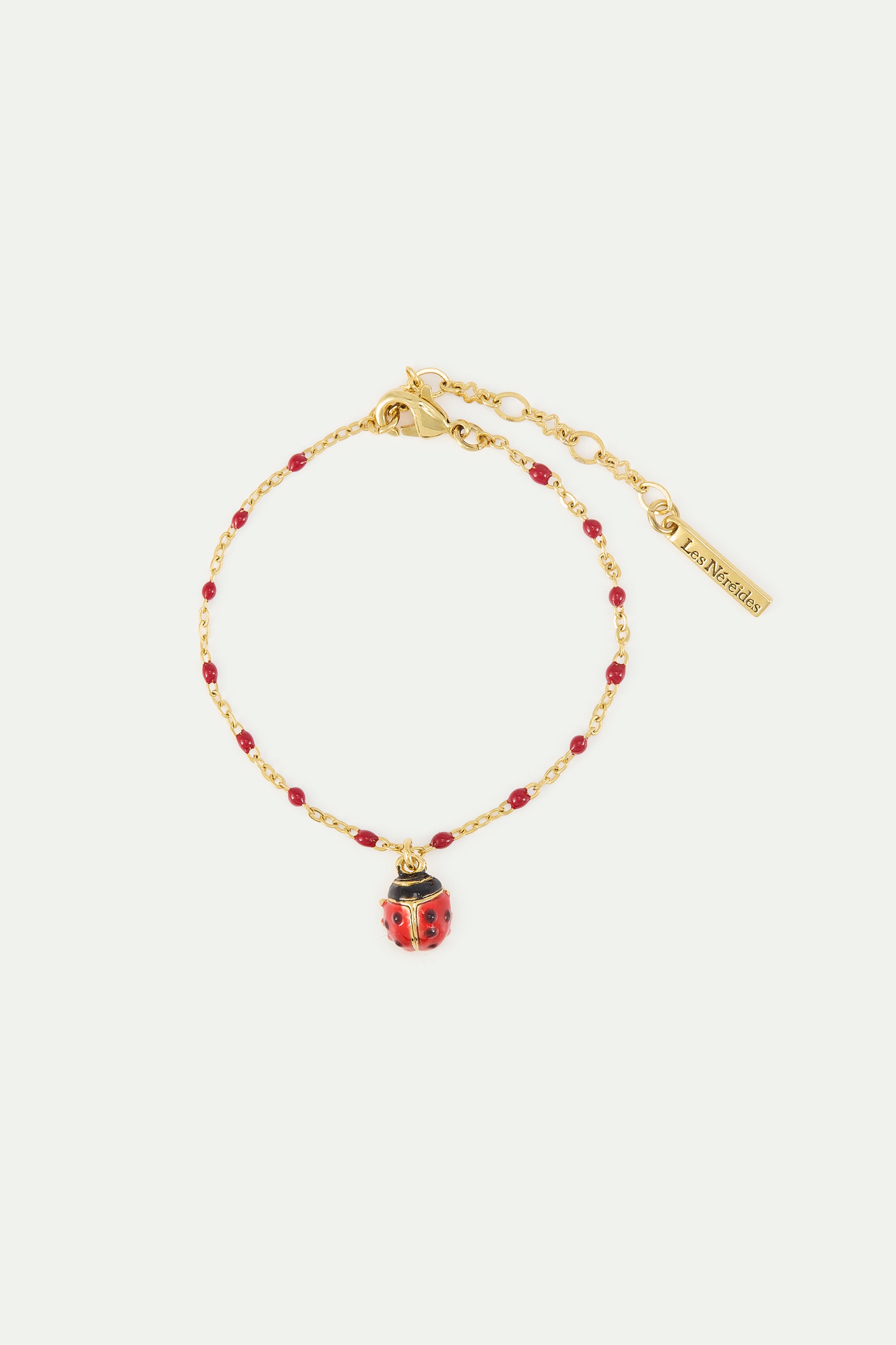 Red and black ladybird fine bracelet