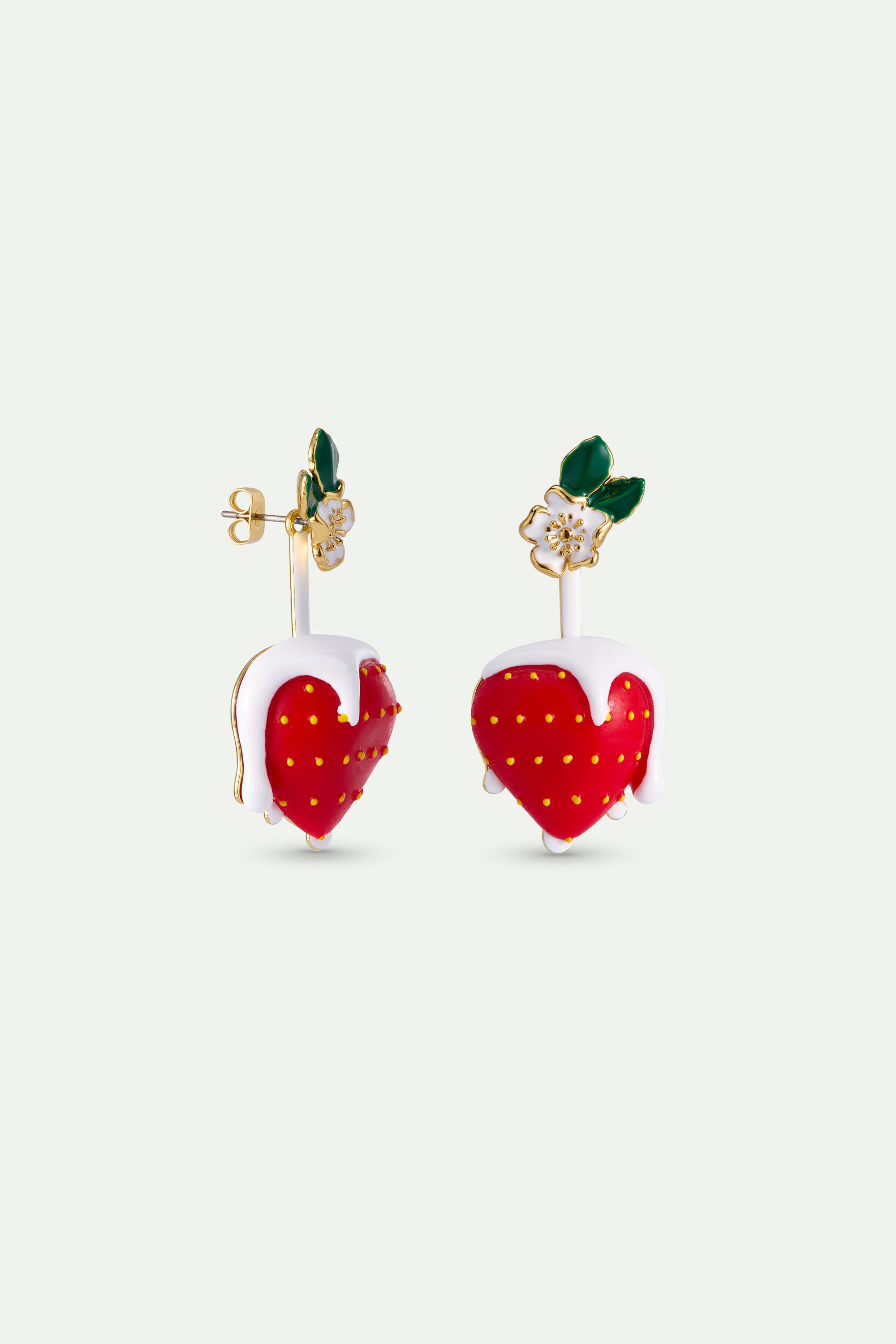 Strawberry and cream with white flower earrings