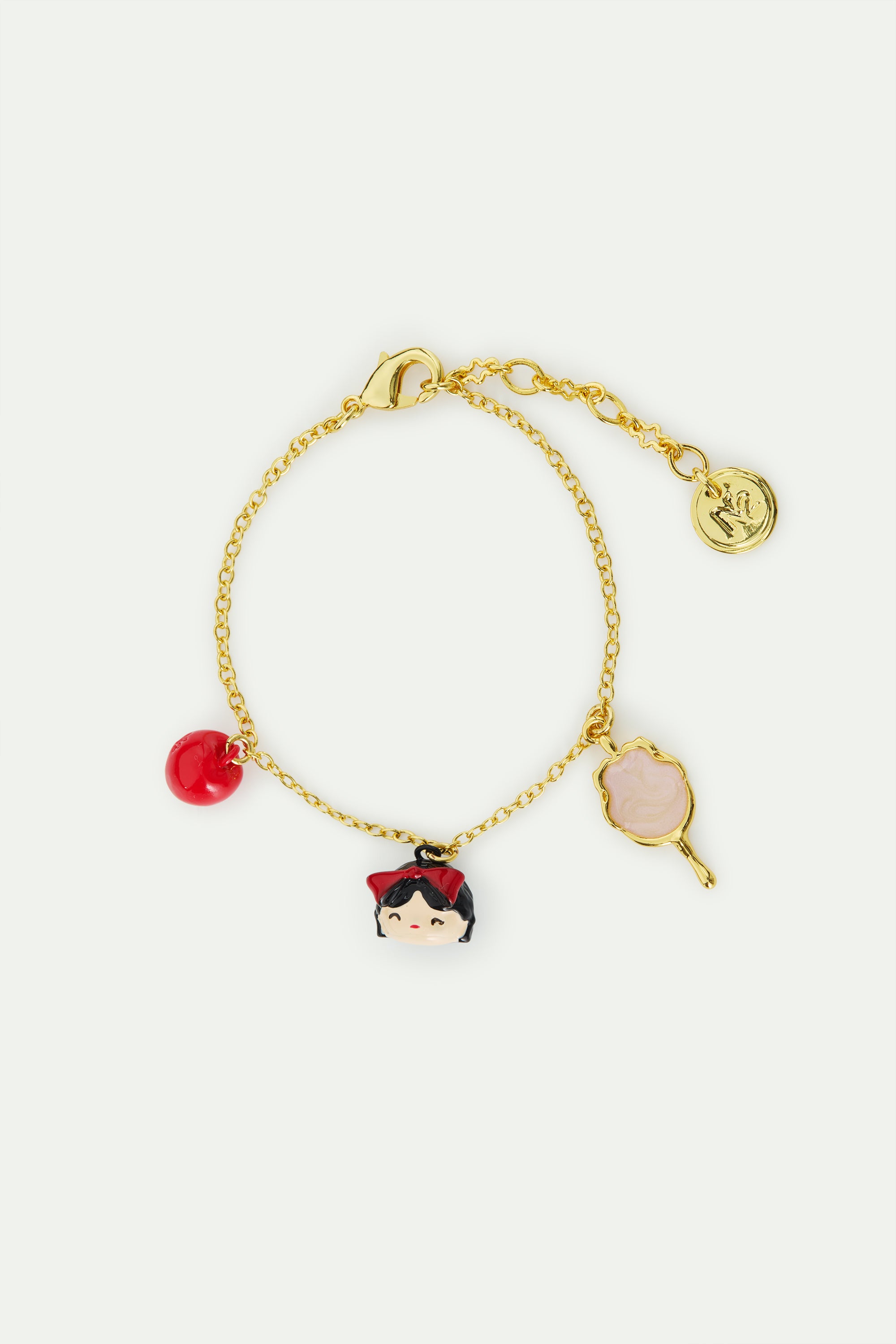 Fine bracelet featuring Snow White, apple and mirror