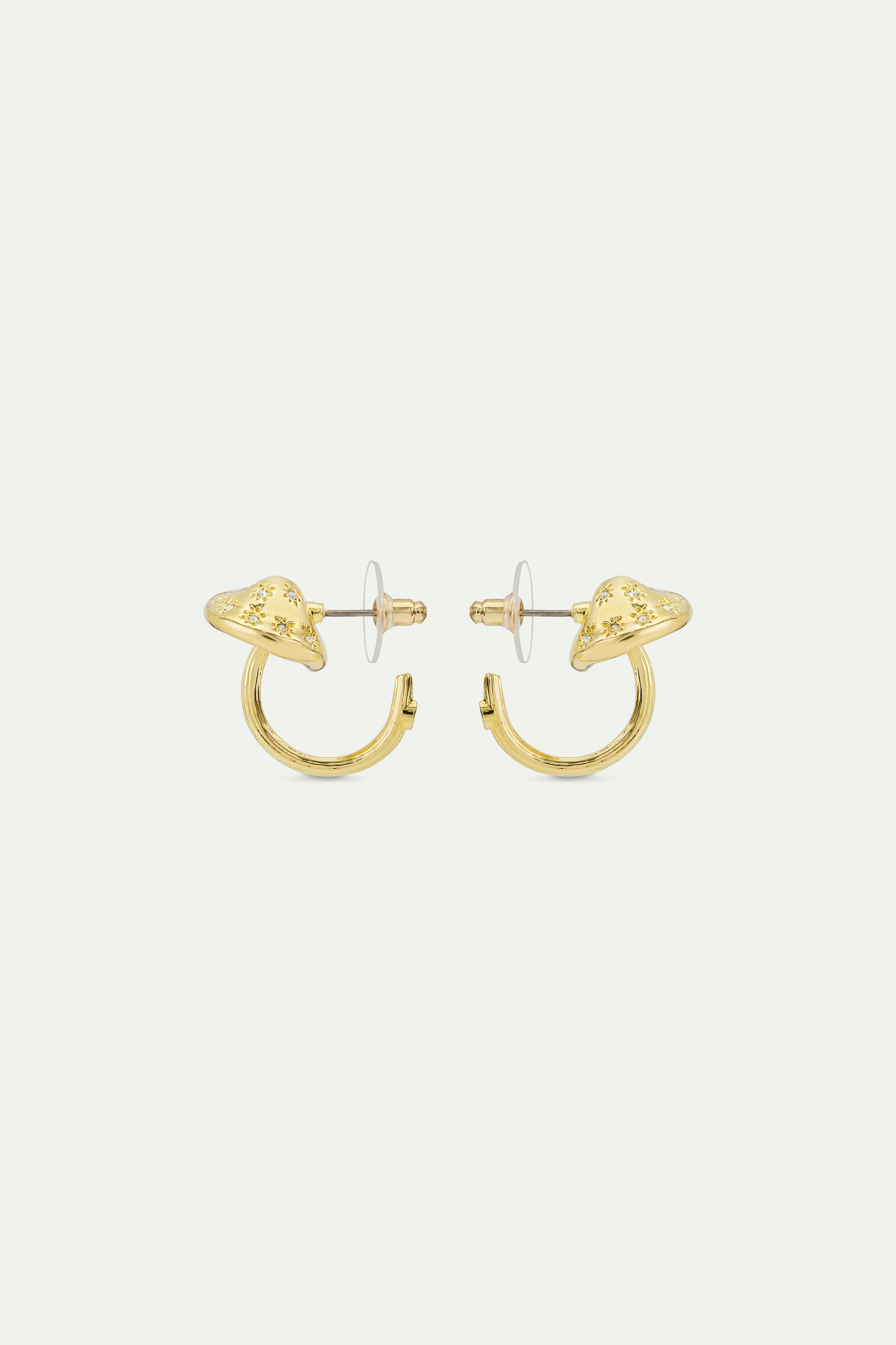 Mushroom gold hoop earrings