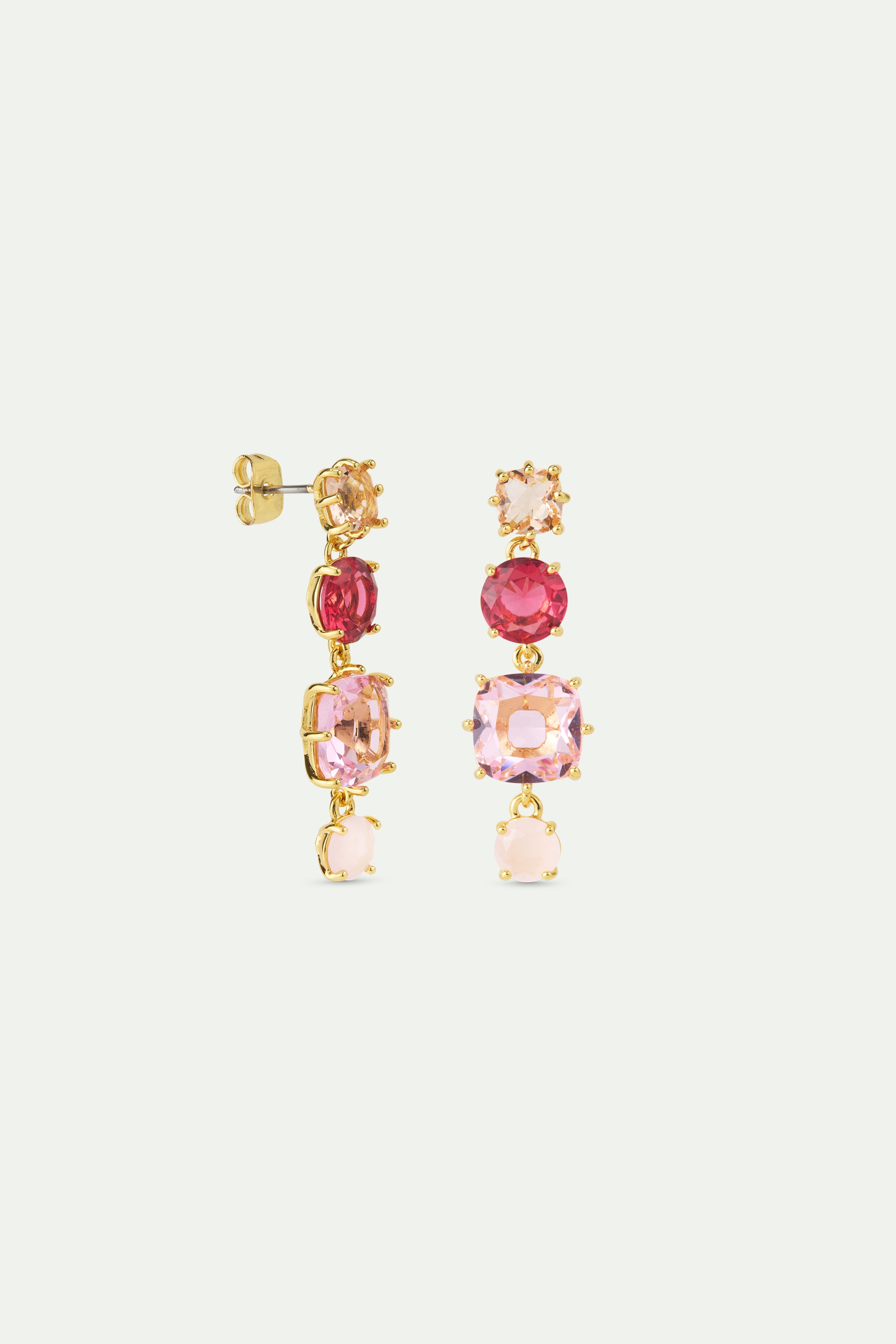 Gradient Pink Diamantine earrings with 4 stones