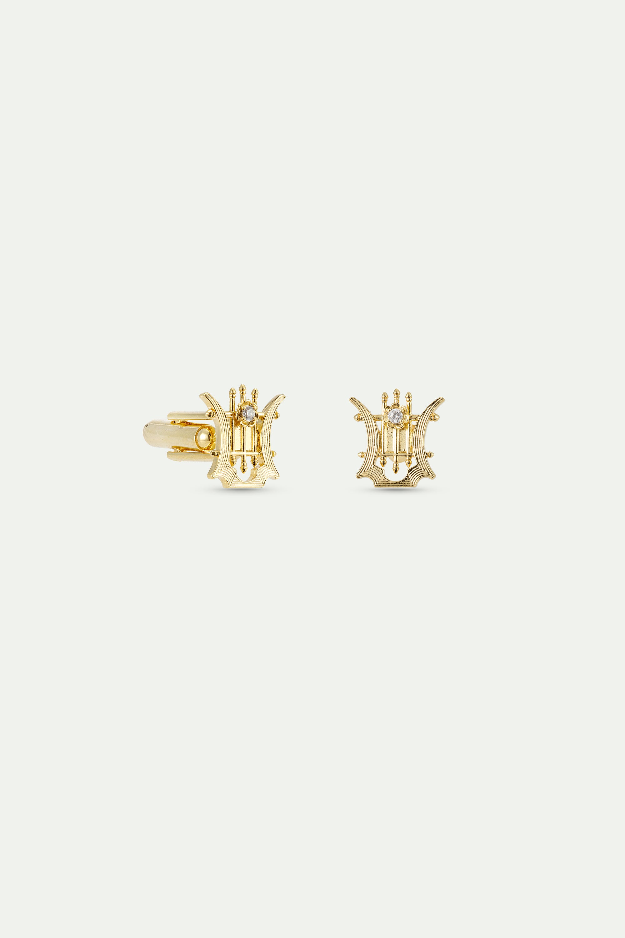 Gold lyre cufflinks