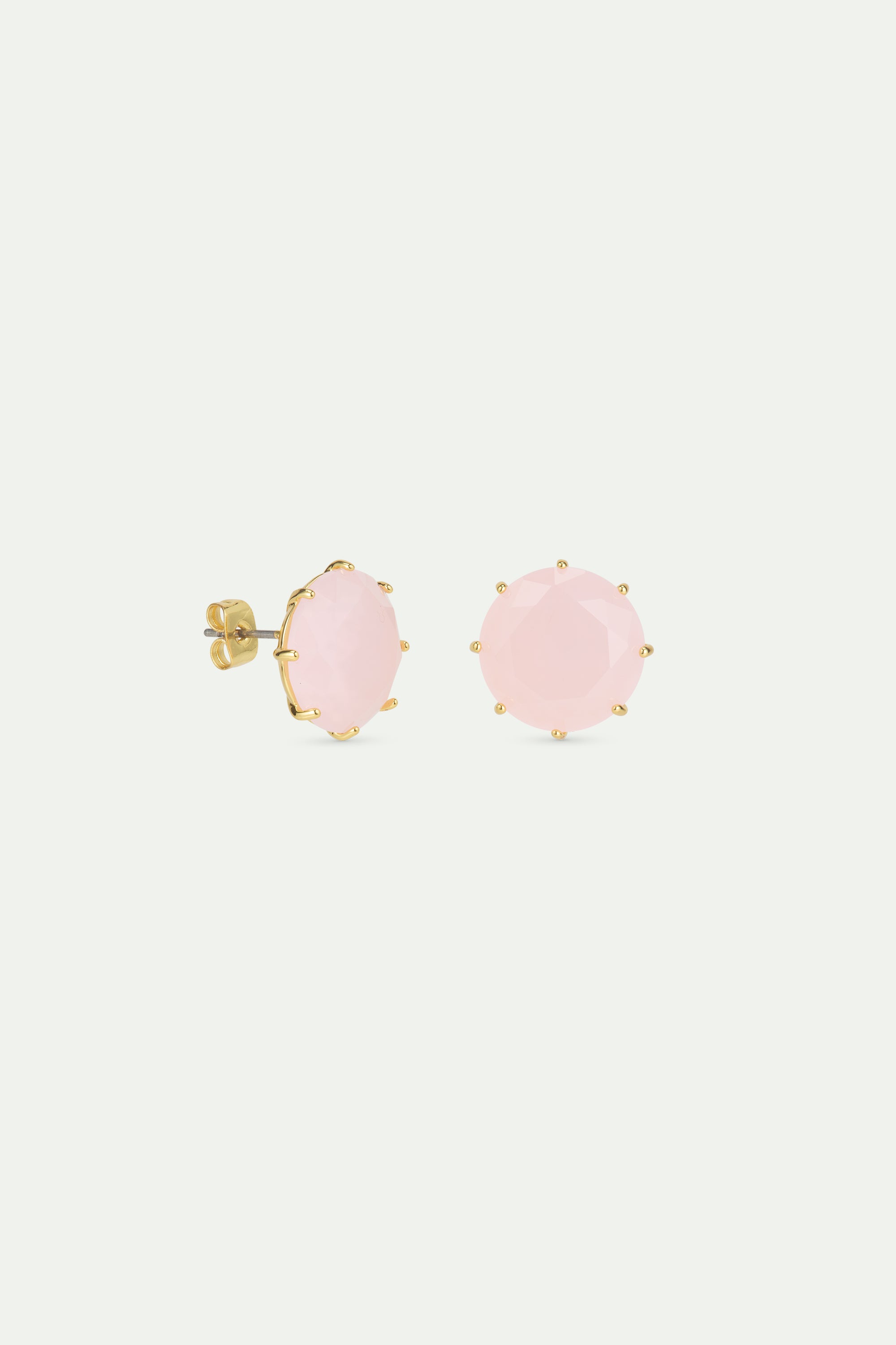 Light pink Diamantine Round stone earrings