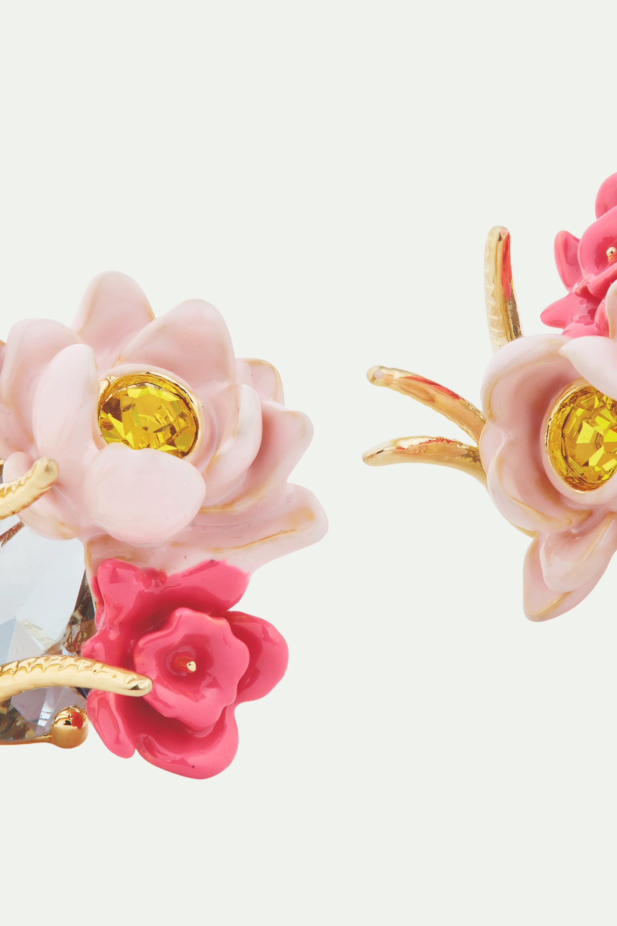 Pendientes bolitas loto rosa y piedra celeste