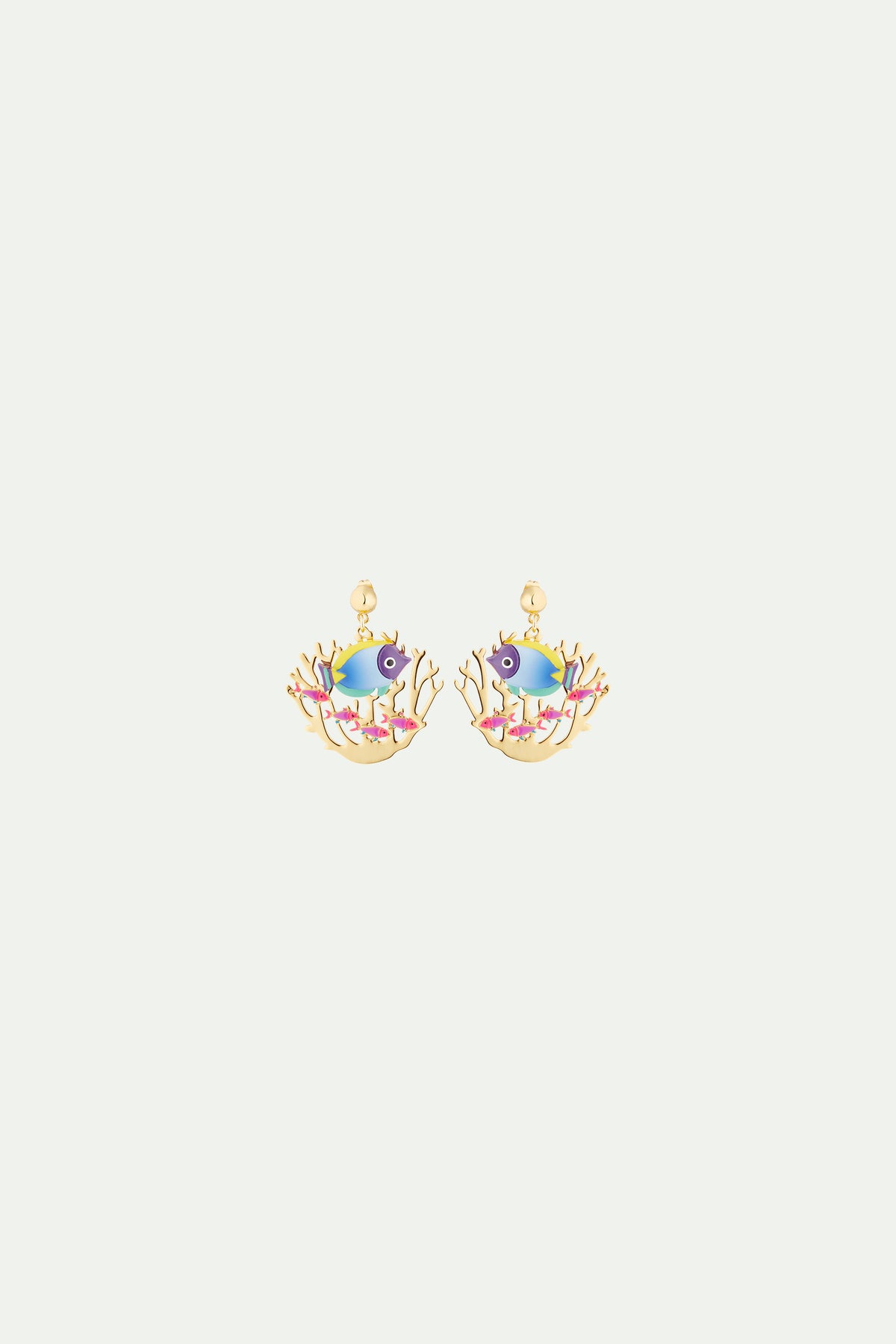 Pendientes dorados peces y coral