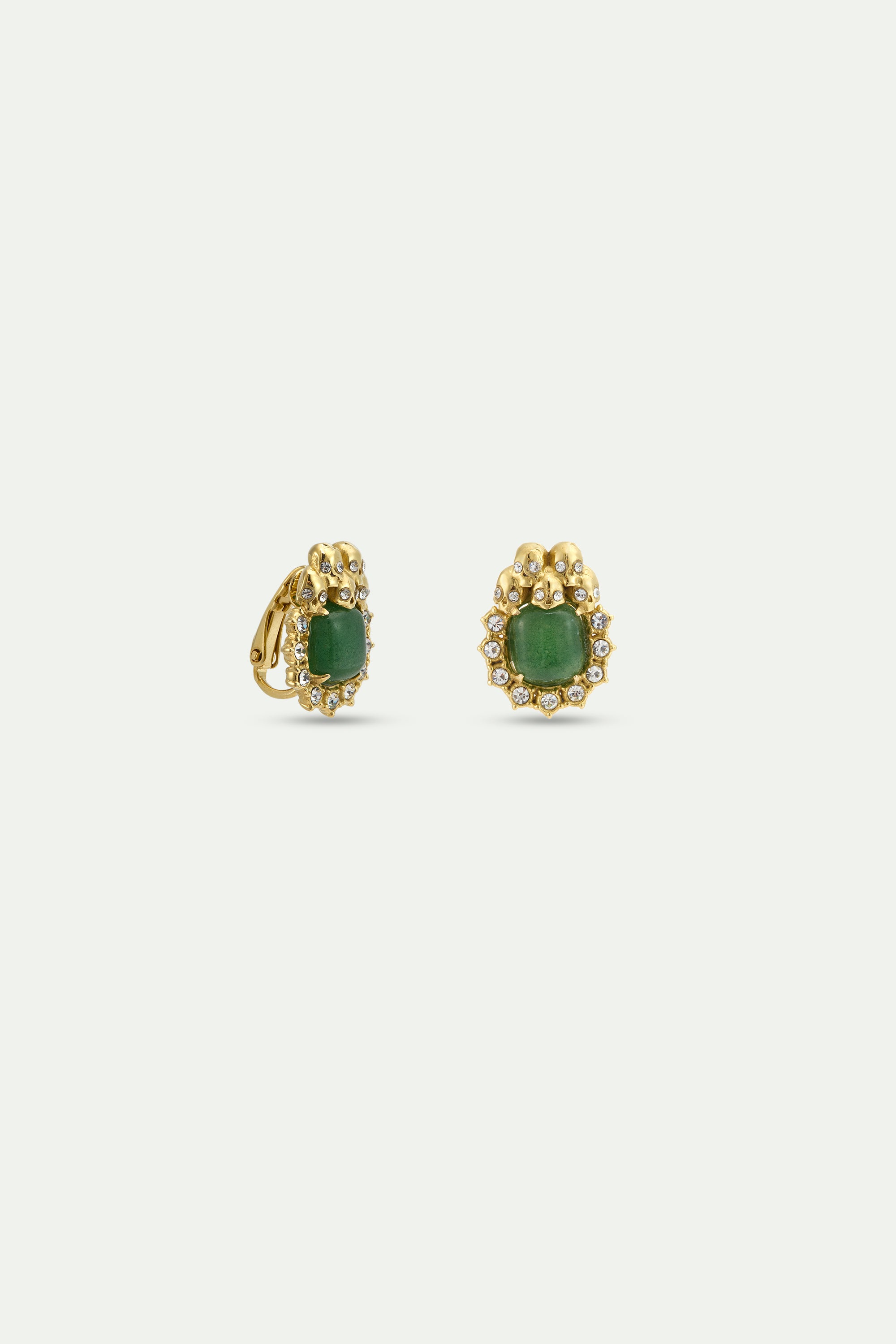Pendientes de aventurina verde, calaveras y cristales