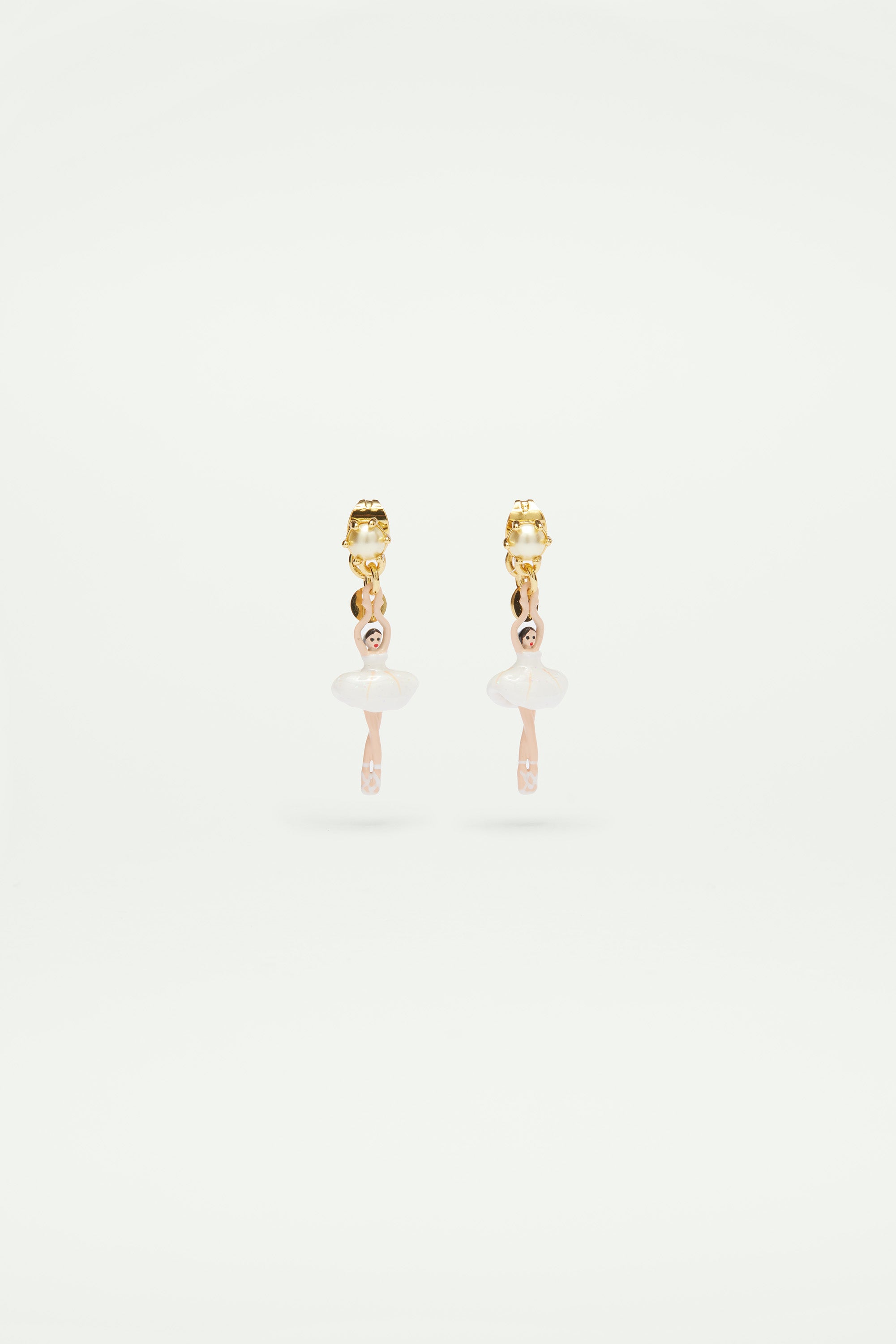 Earrings featuring mini ballerina in a white tutu