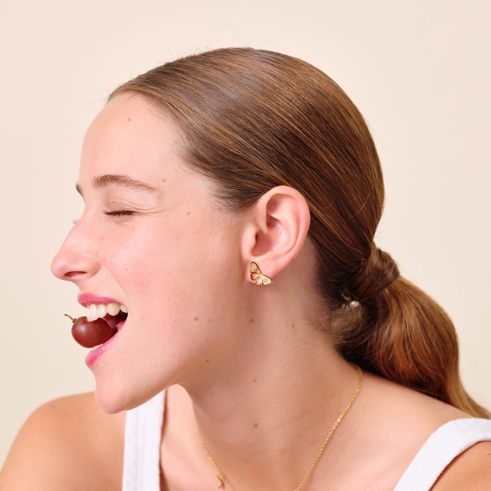 Butterfly and stone earrings