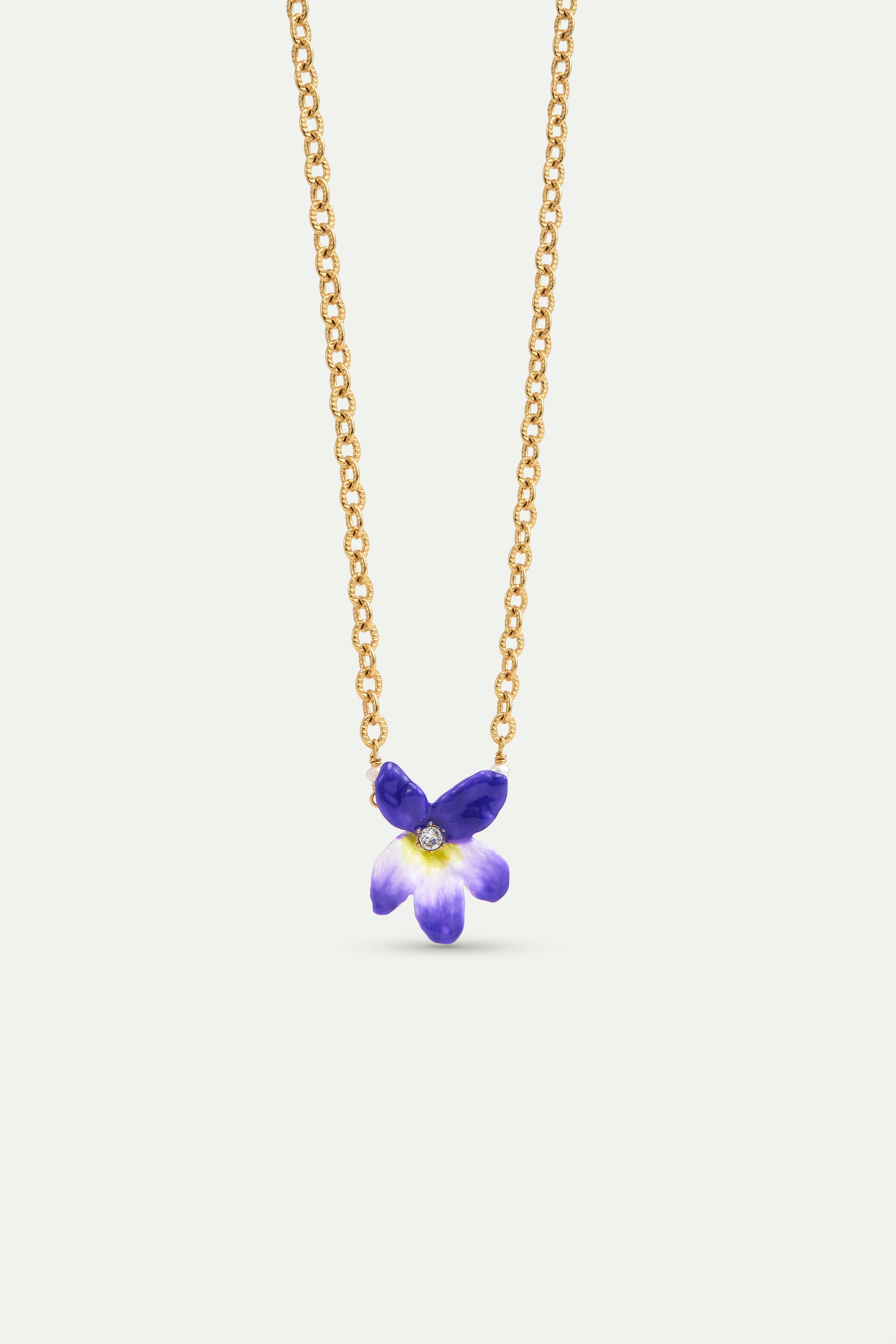 Collier violette et cristal facetté