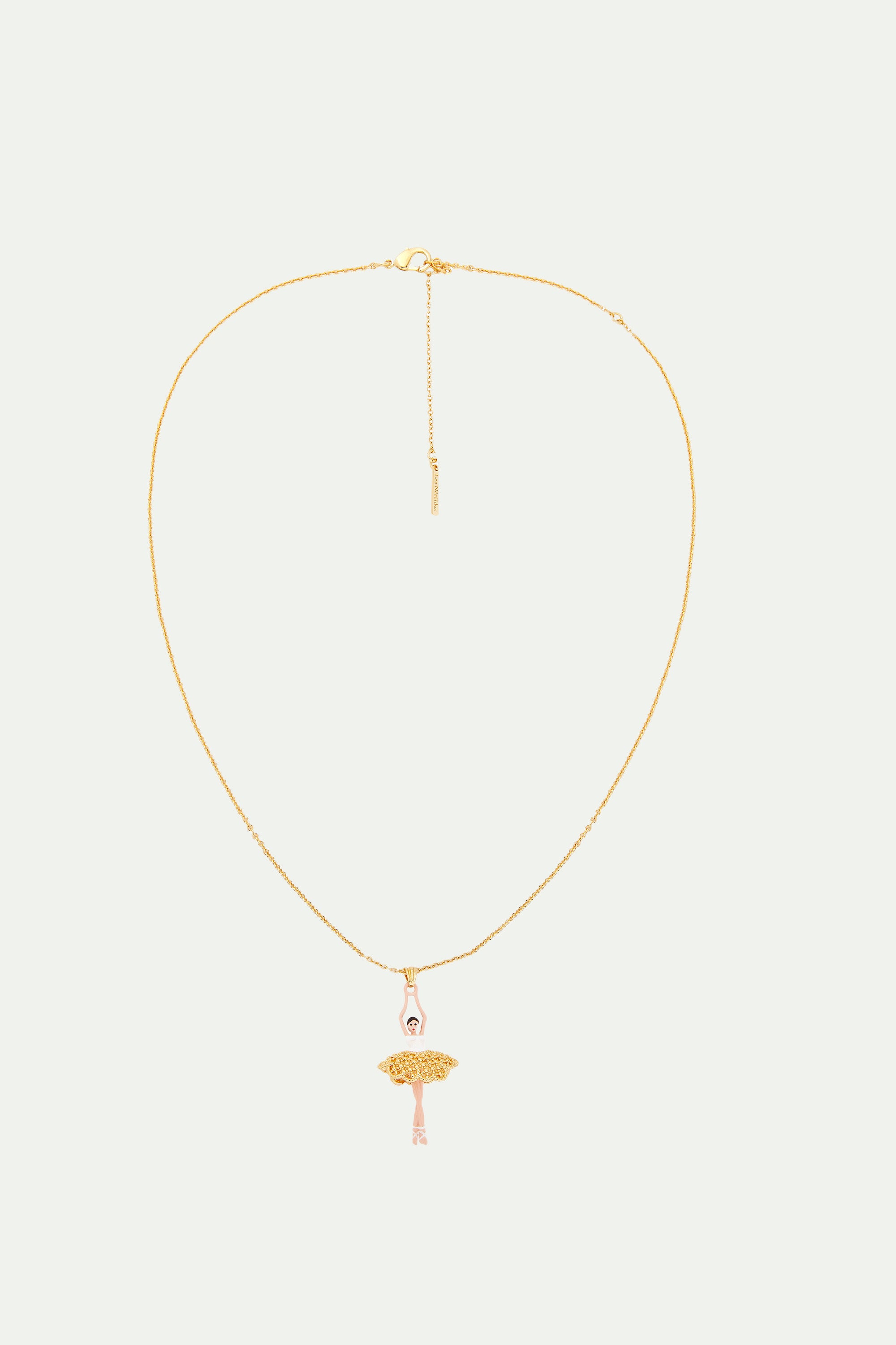 Gold lace tutu ballerina pendant necklace